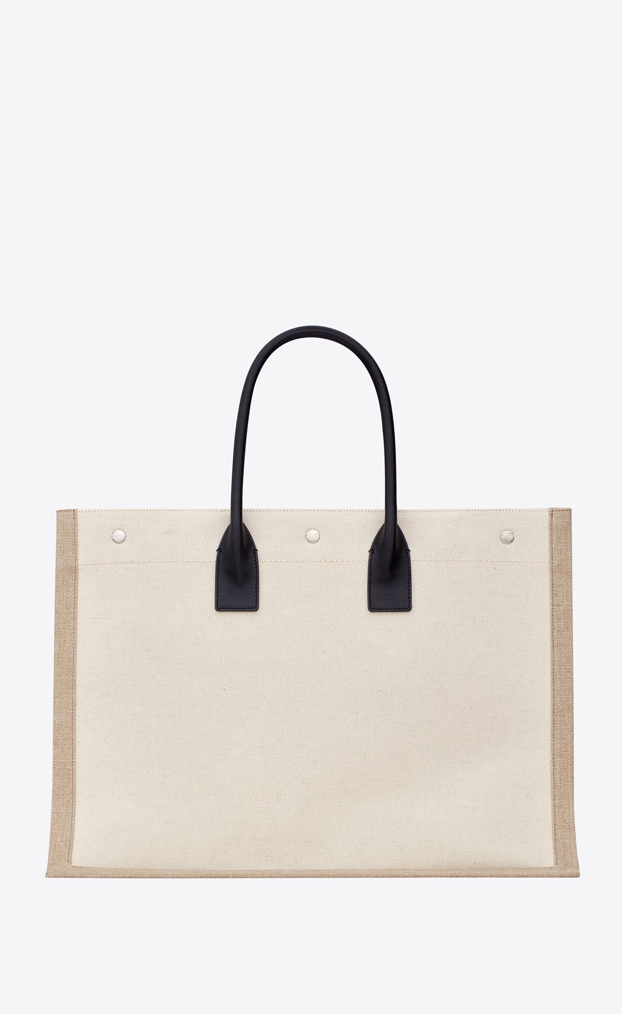 YSL Rive Gauche Large Tote Bag In Printed Canvas And Leather Lin Blanc | 3894651-CE