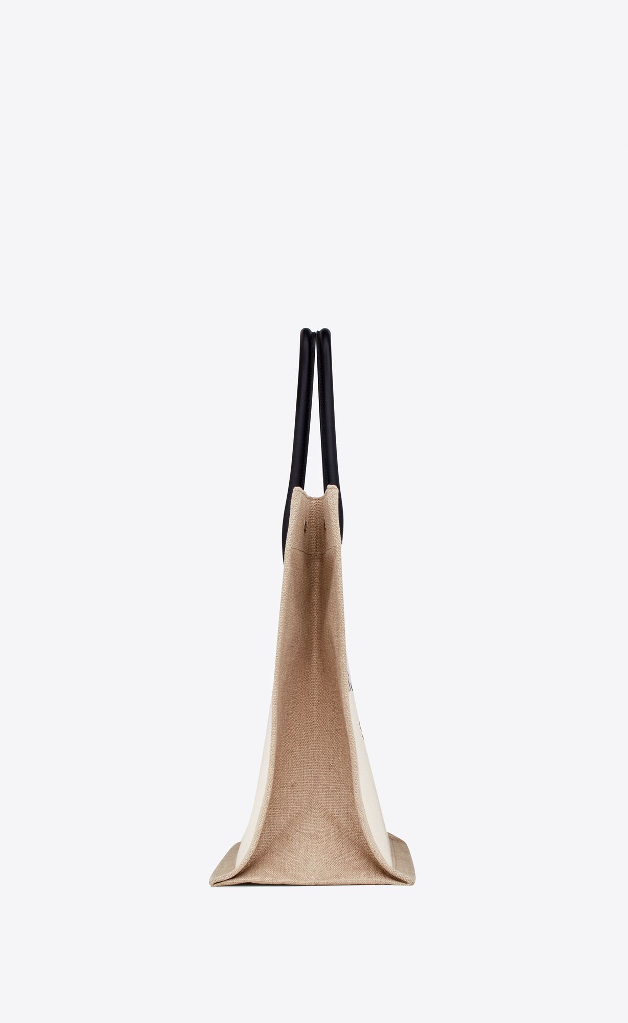 YSL Rive Gauche Large Tote Bag In Printed Canvas And Leather Lin Blanc | 3894651-CE
