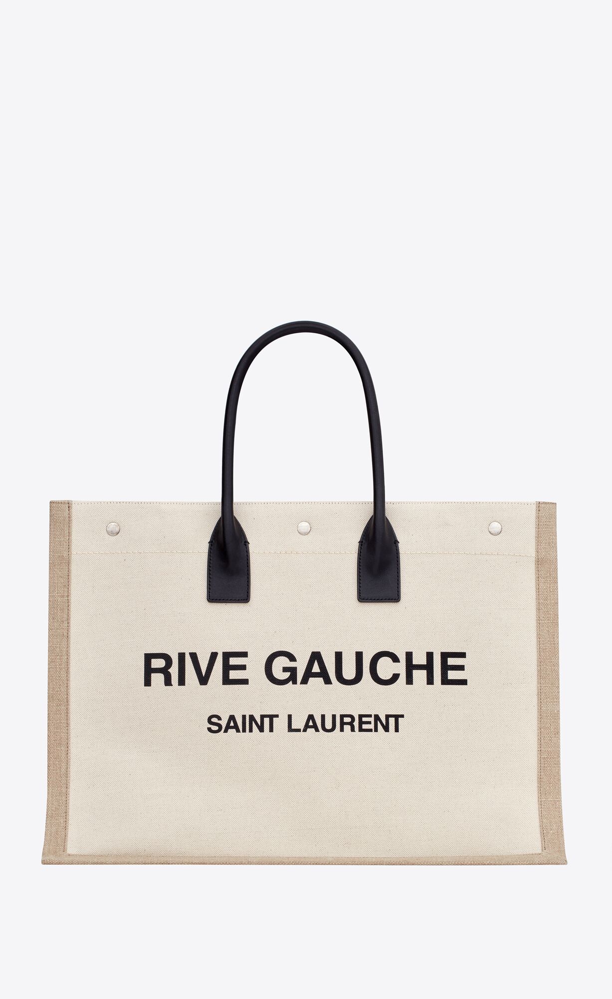 YSL Rive Gauche Large Tote Bag In Printed Canvas And Leather Lin Blanc | 3894651-CE