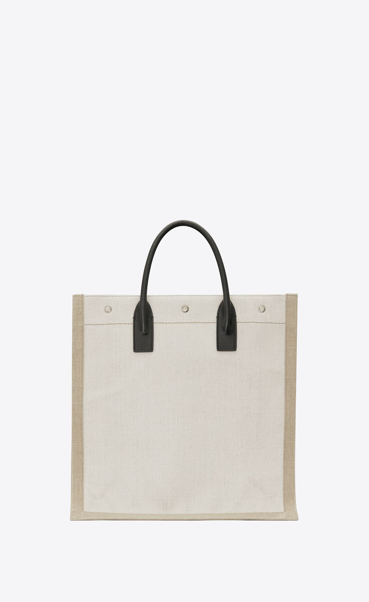 YSL Rive Gauche N/S Shopping Bag In Linen And Cotton White Linen | 8375610-JE