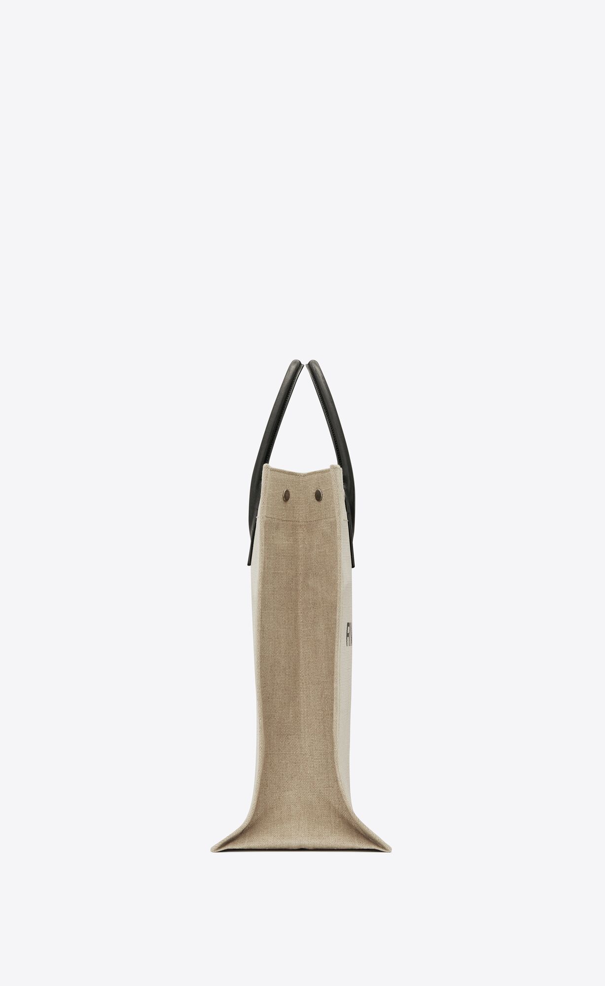 YSL Rive Gauche N/S Shopping Bag In Linen And Cotton White Linen | 8375610-JE
