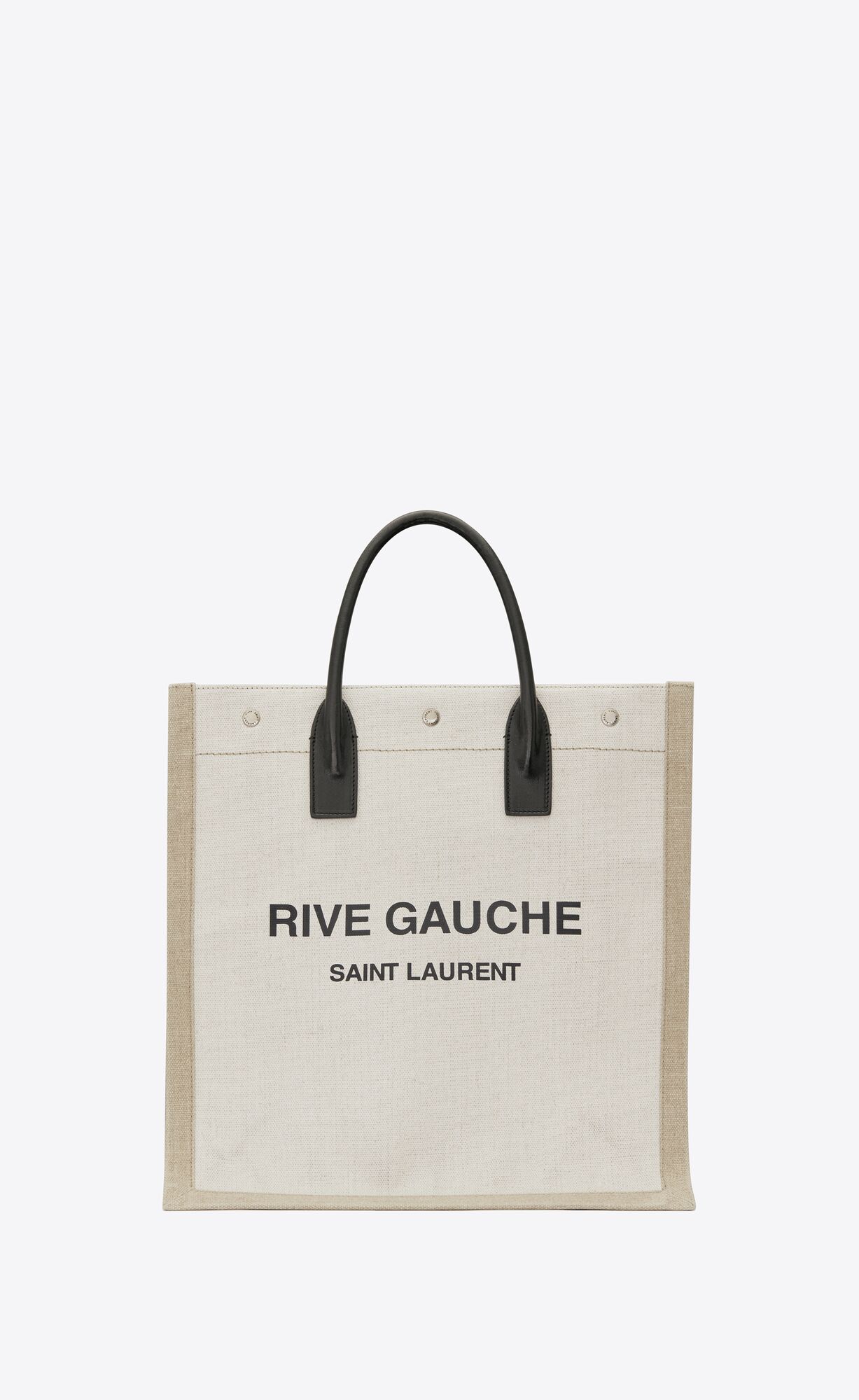 YSL Rive Gauche N/S Shopping Bag In Linen And Cotton White Linen | 8375610-JE