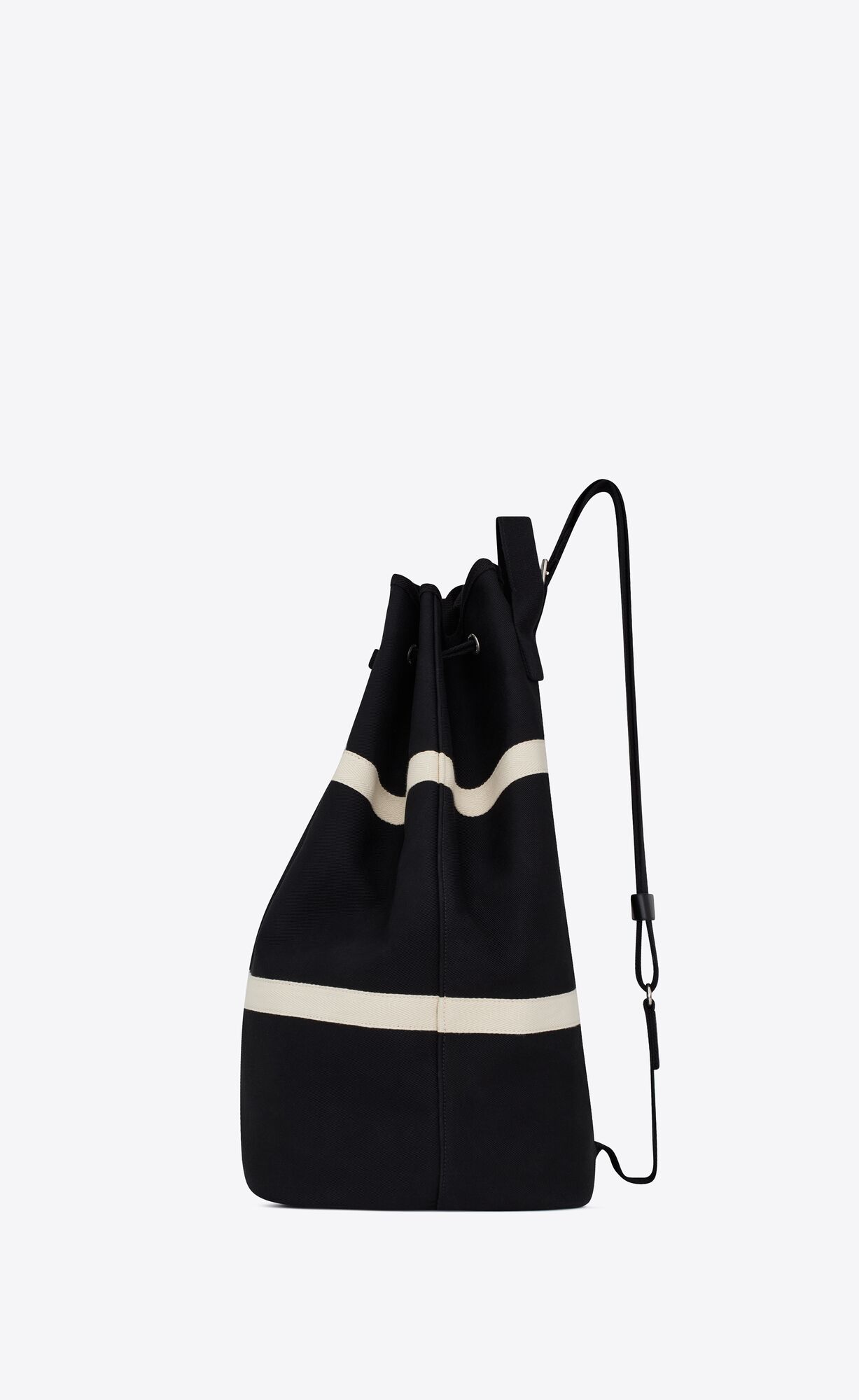 YSL Rive Gauche Sling Bag In Canvas Black And White | 5734902-VA