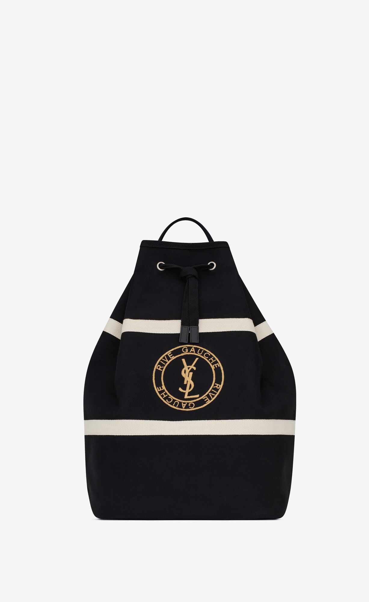 YSL Rive Gauche Sling Bag In Canvas Black And White | 5734902-VA