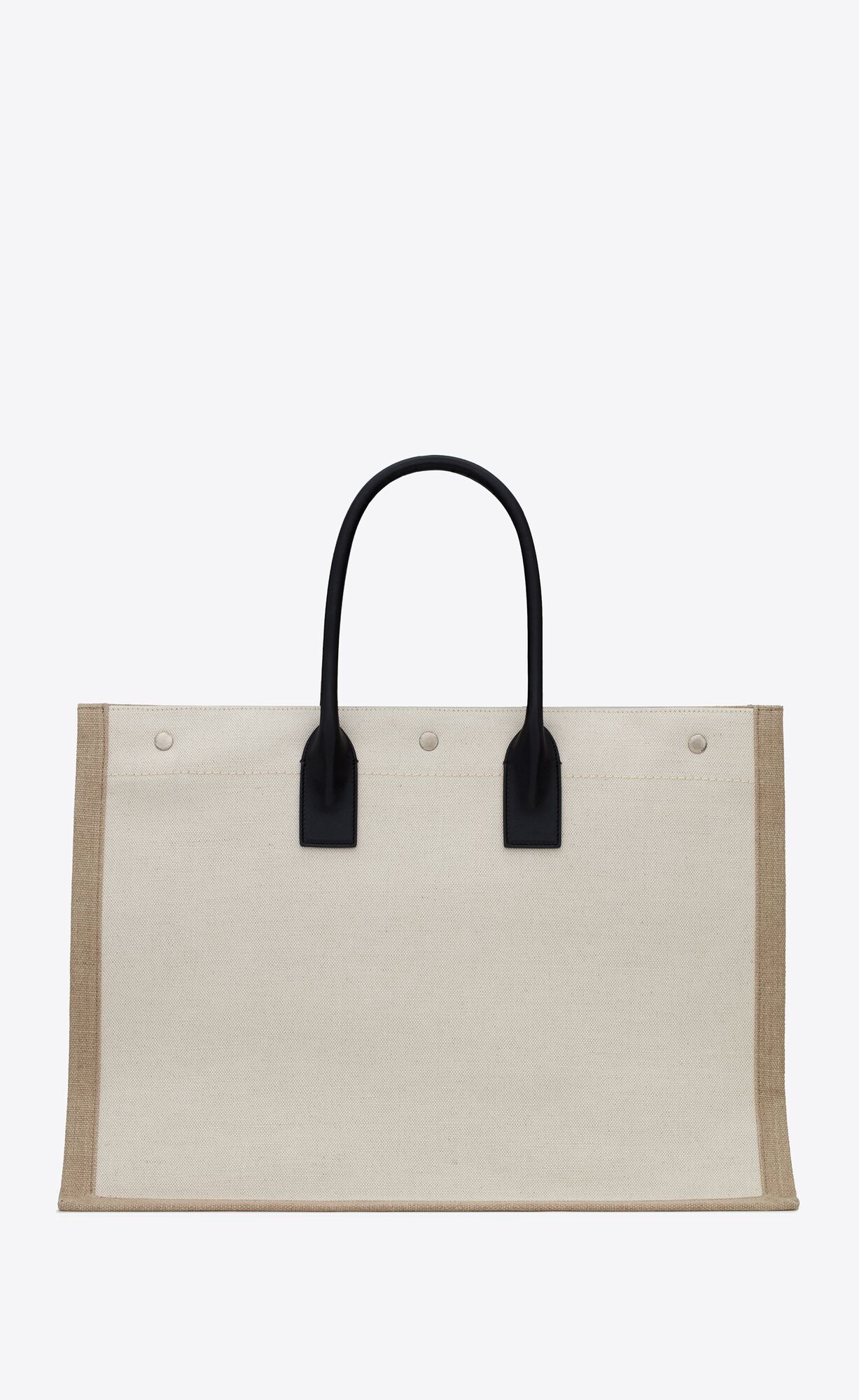 YSL Rive Gauche Tote Bag In Linen And Leather White Linen | 3146259-OI
