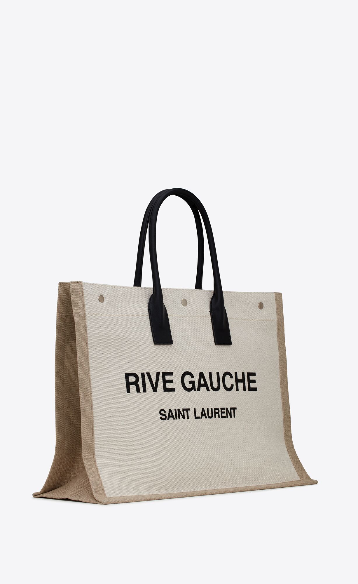 YSL Rive Gauche Tote Bag In Linen And Leather White Linen | 3146259-OI