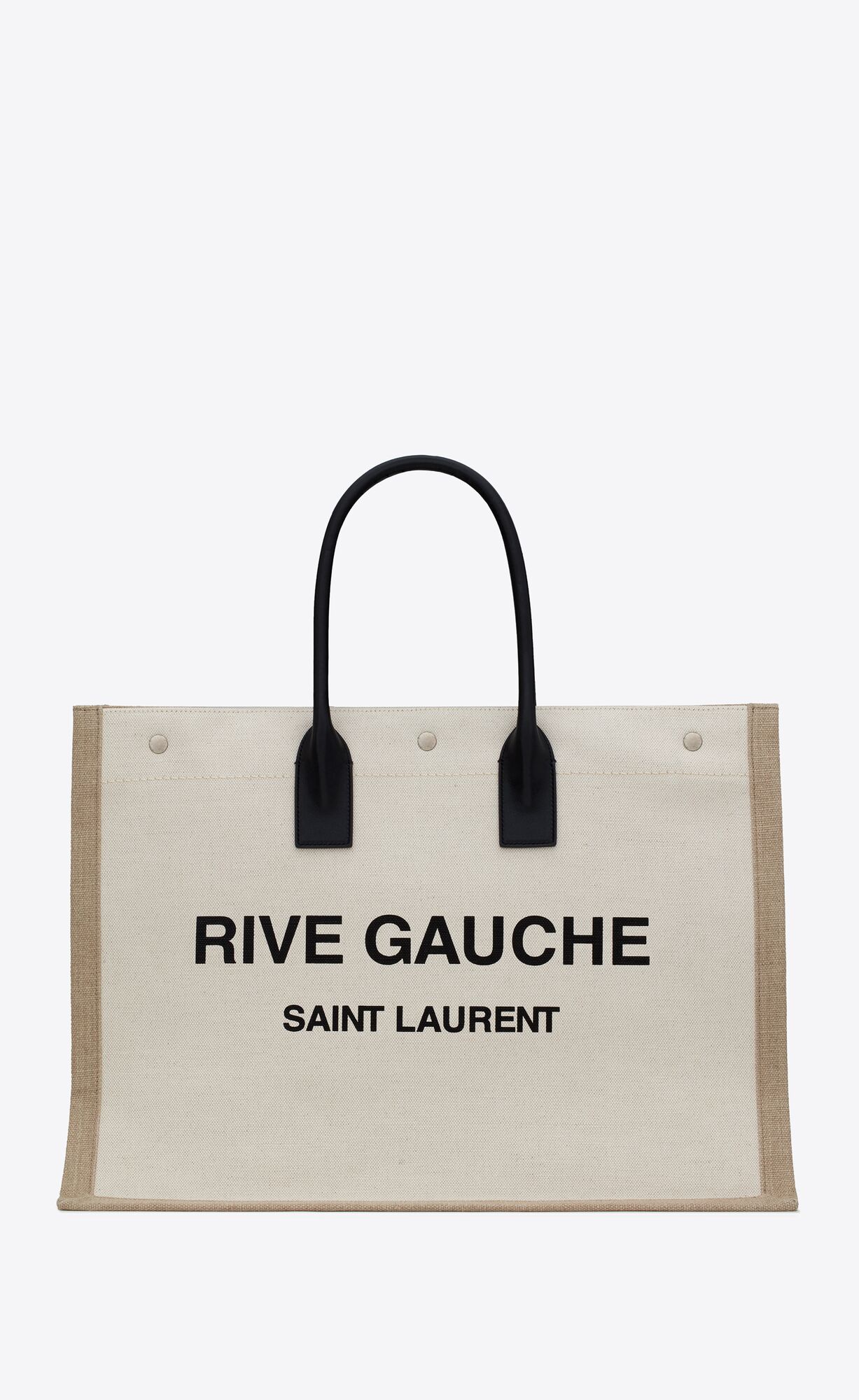 YSL Rive Gauche Tote Bag In Linen And Leather White Linen | 3146259-OI