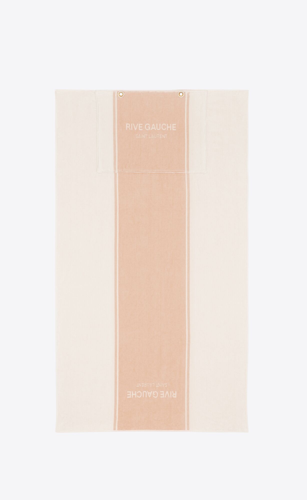 YSL Rive Gauche Towel Tote Bag In Terry Cloth Pink And White | 1290563-UG