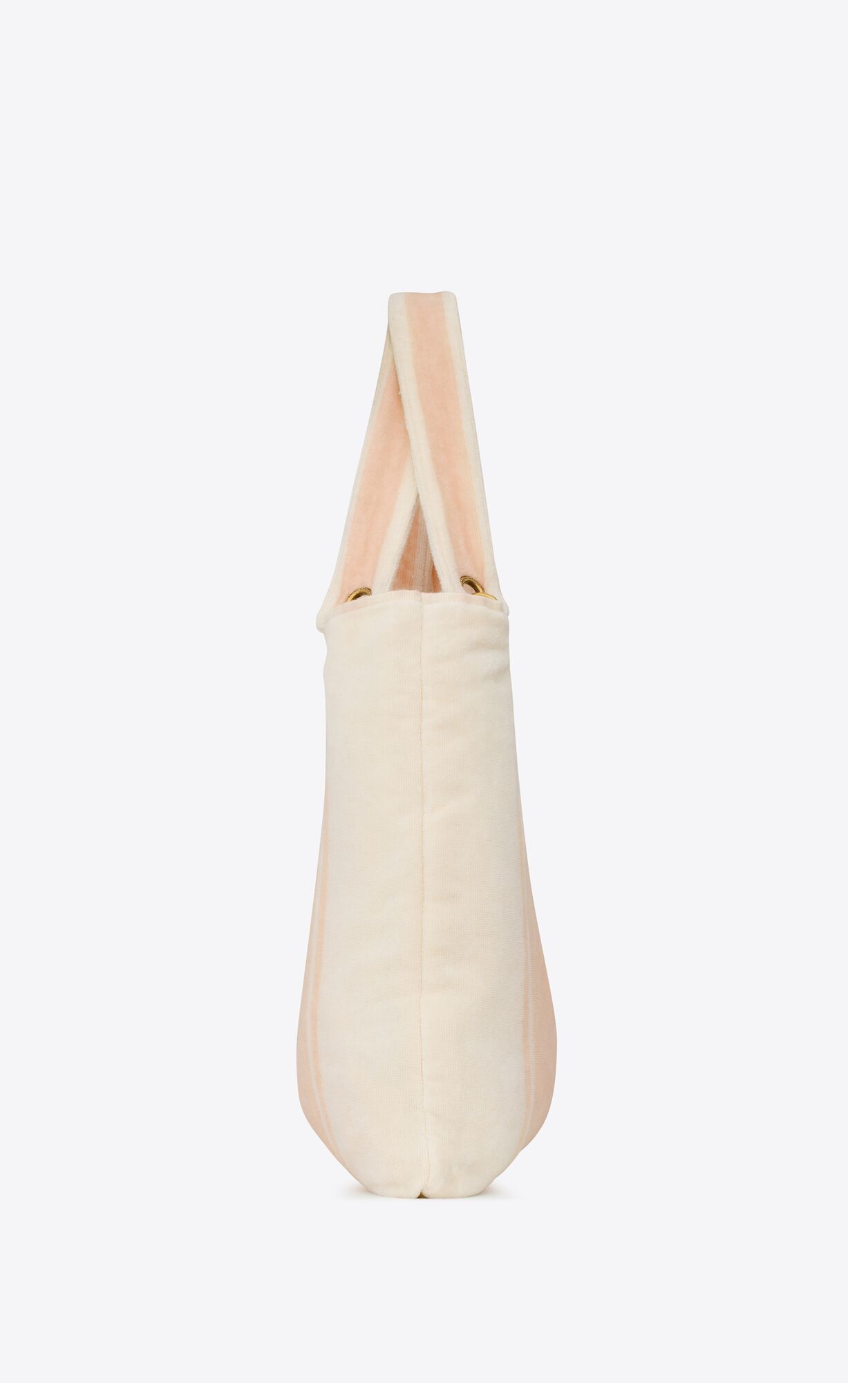 YSL Rive Gauche Towel Tote Bag In Terry Cloth Pink And White | 1290563-UG