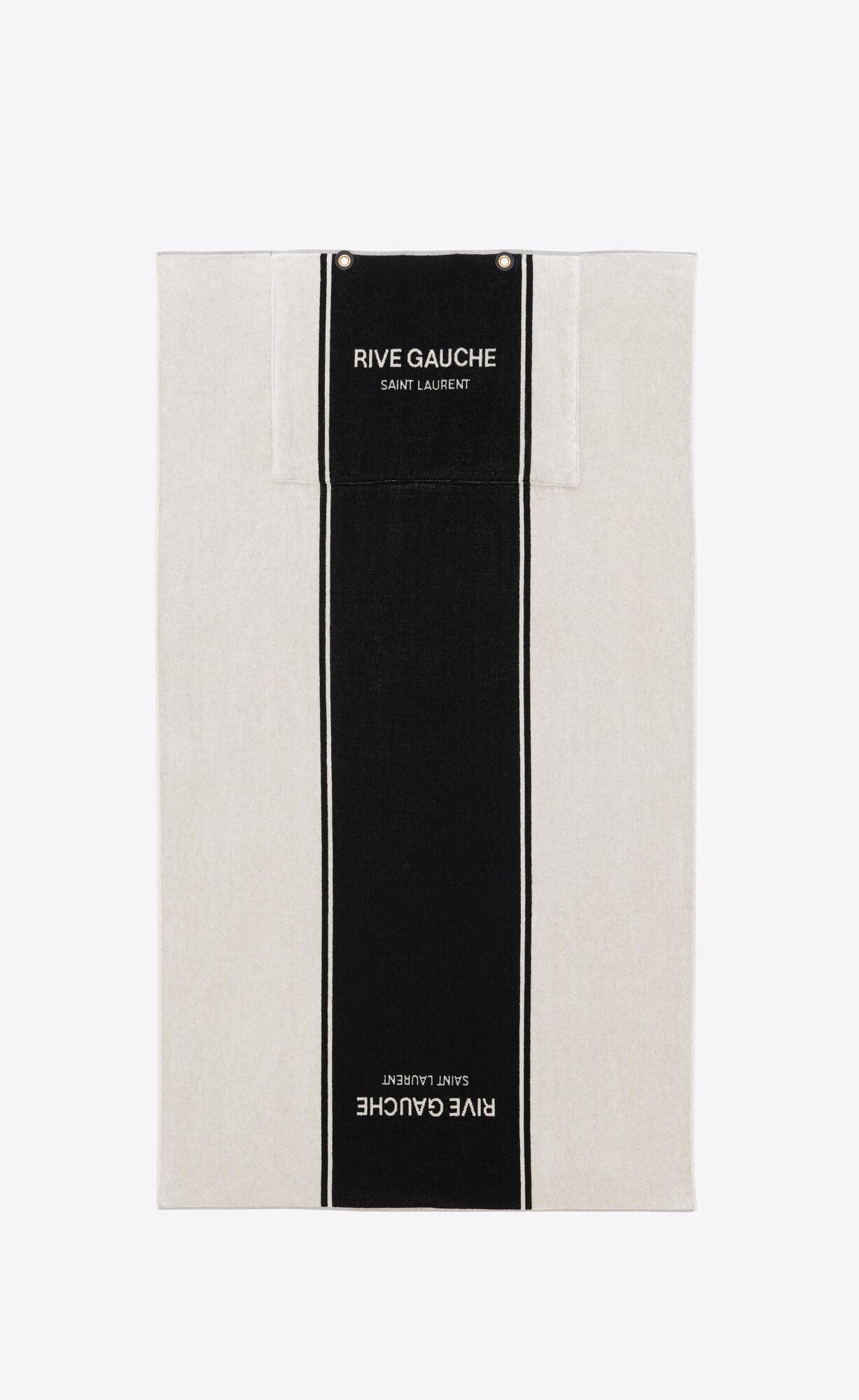 YSL Rive Gauche Towel Tote Bag In Terry Cloth Black And White | 6845310-GY