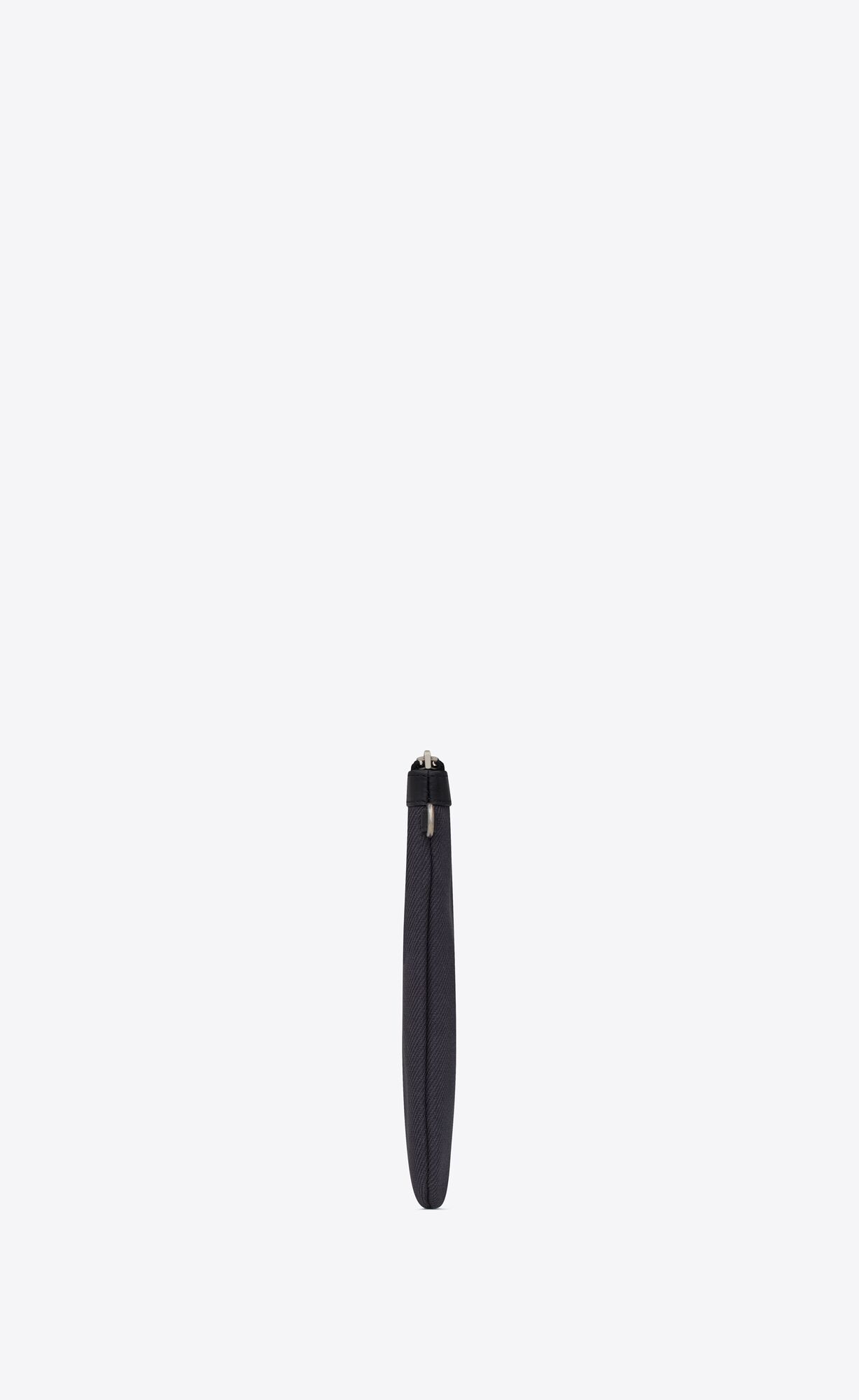 YSL Rive Gauche Zipped Pouch In Canvas And Leather Storm And Black | 2518304-ZB