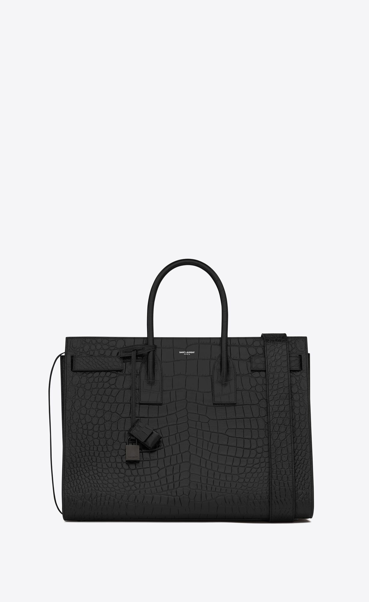 YSL Sac De Jour Large In Crocodile-embossed Leather Black | 9150764-RK
