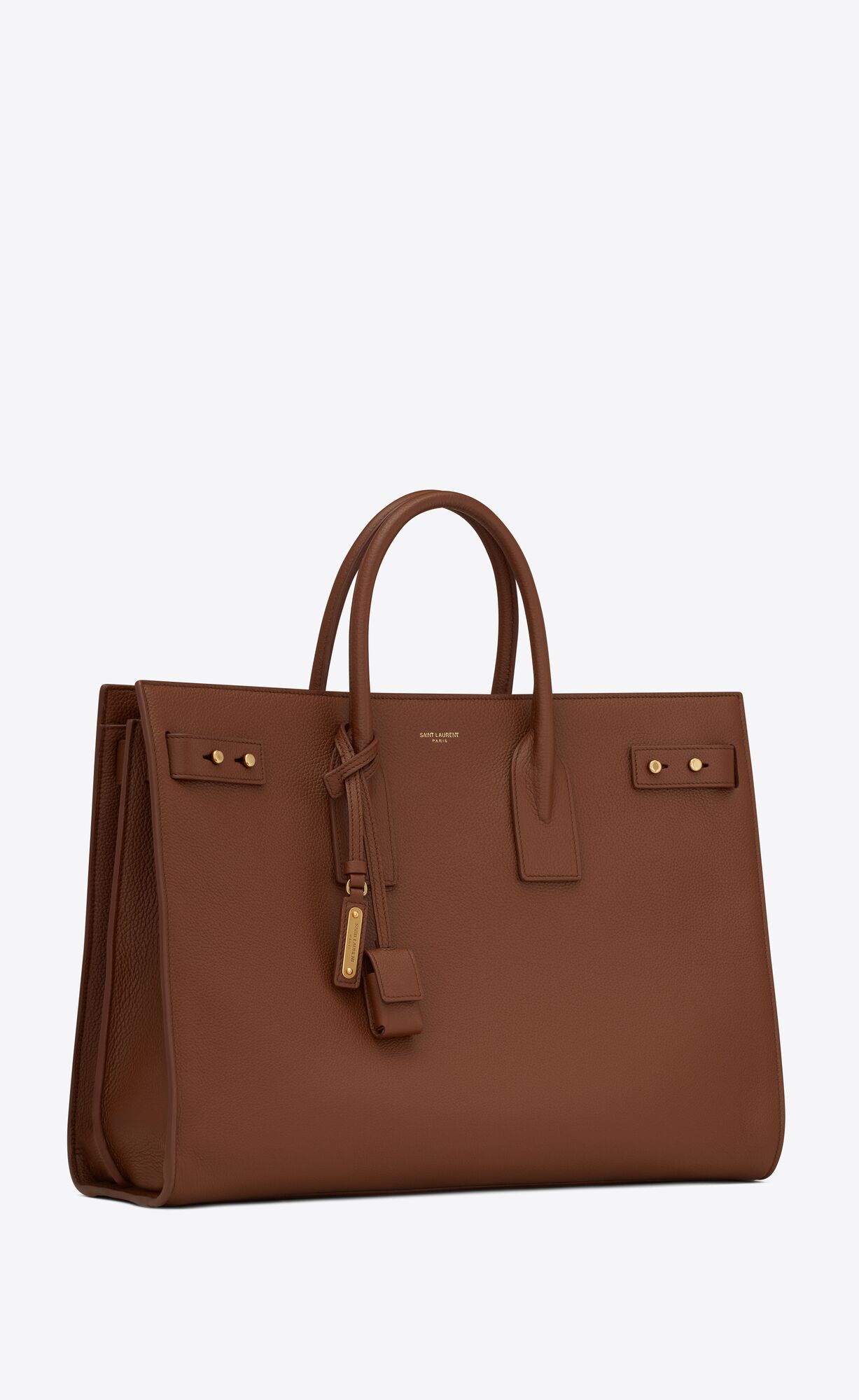 YSL Sac De Jour Thin Large Bag In Grained Leather Toasted Brown | 4103756-VZ