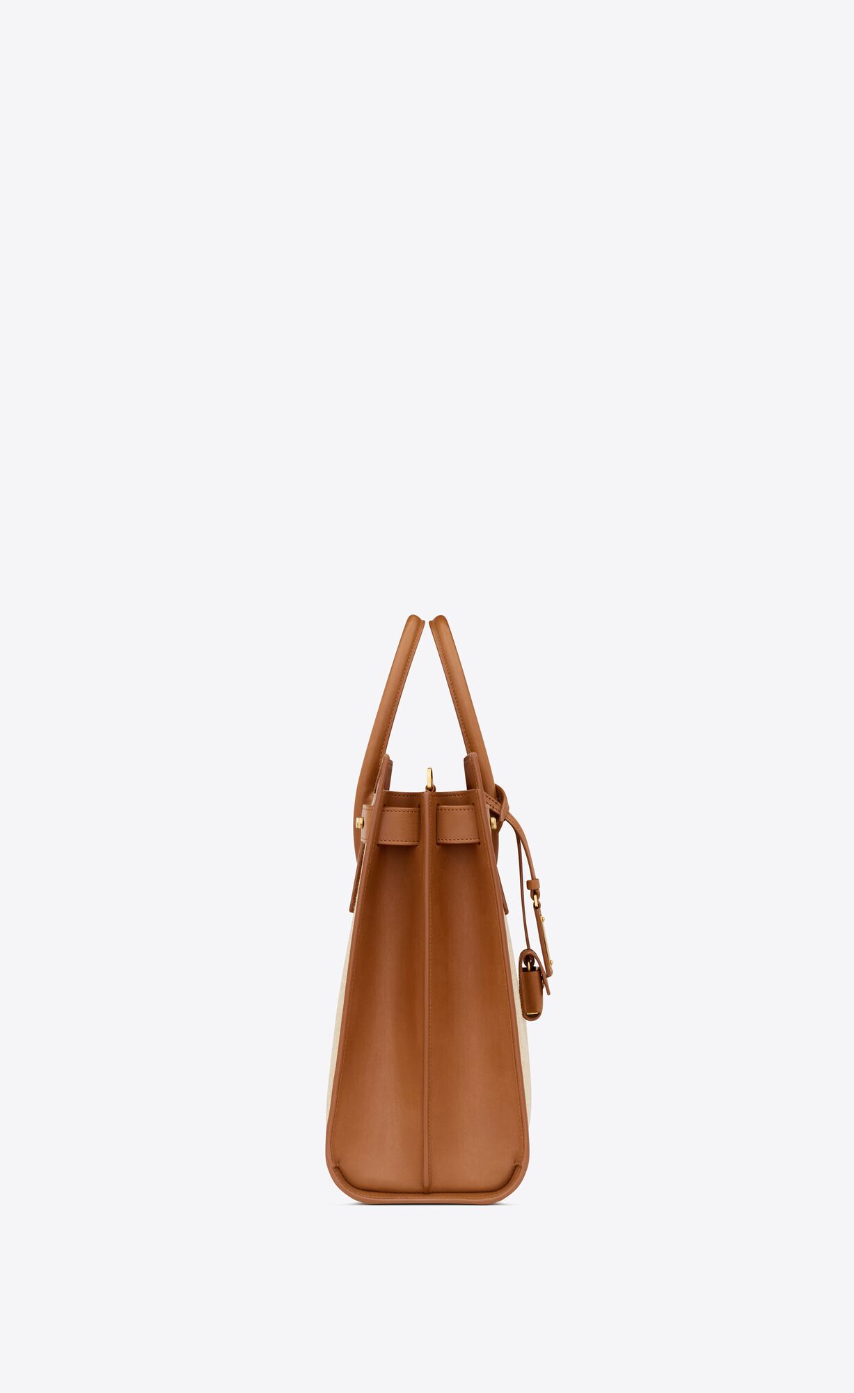 YSL Sac De Jour Thin Large In Linen And Vegetable-tanned Leather Natural And Brick | 9037814-LA