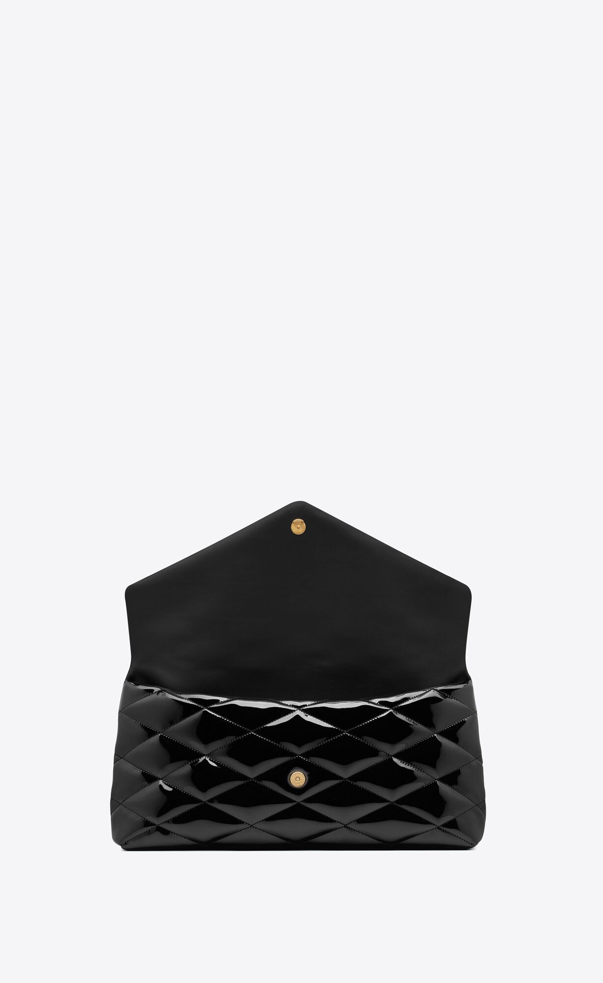 YSL Sade Large Clutch In Patent Canvas Black | 5279801-SH