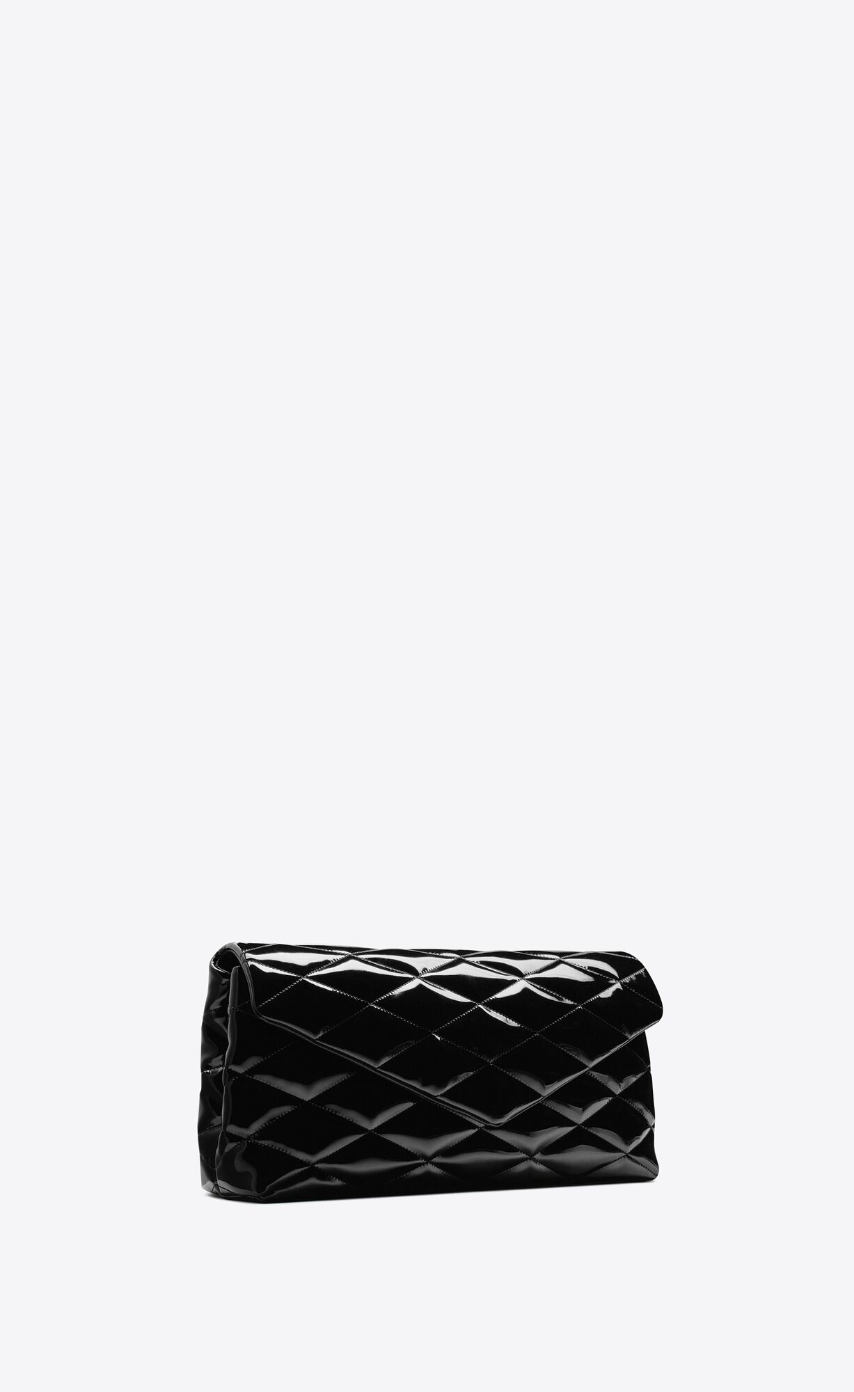 YSL Sade Large Clutch In Patent Canvas Black | 5279801-SH