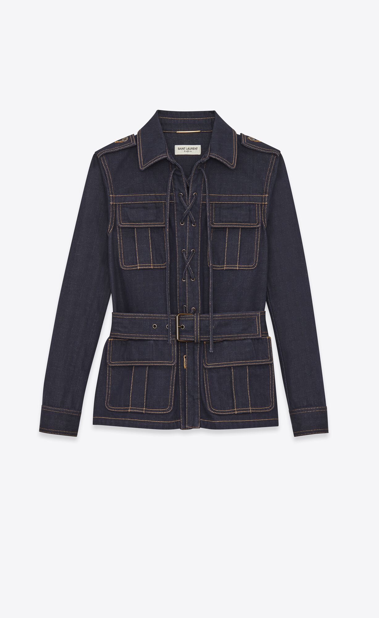 YSL Saharienne Jacket In Deep Blue Denim Deep Blue Rinse | 3295471-MO