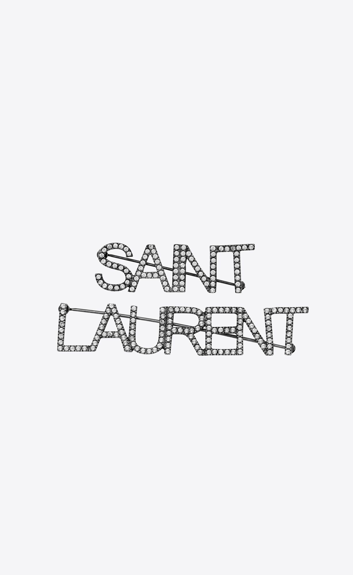 YSL Saint Laurent Brooches In Brass And Crystal Oxidized Silver | 6239580-ZE