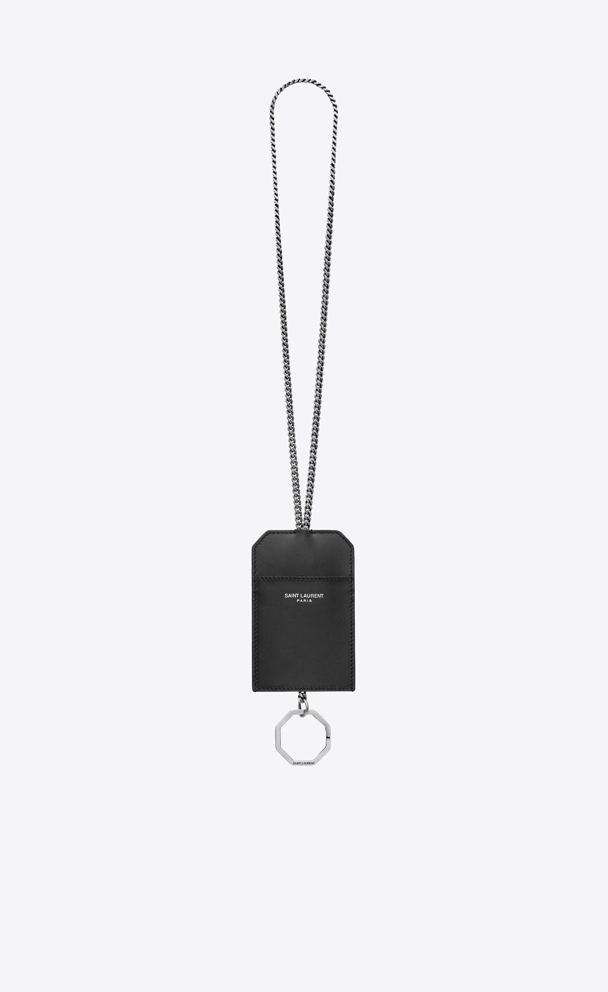 YSL Saint Laurent Card Case With Chain In Smooth Leather Black | 5209638-NI