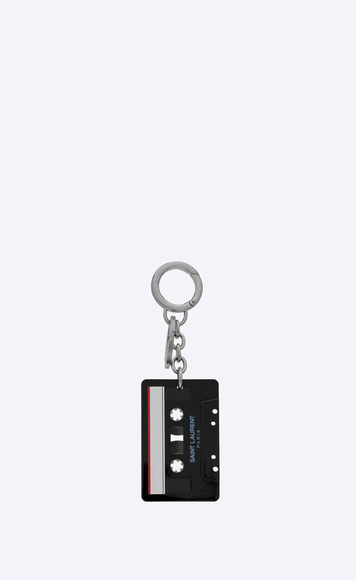 YSL Saint Laurent Cassette Tape Keyring Black And White Havana | 7960851-RV