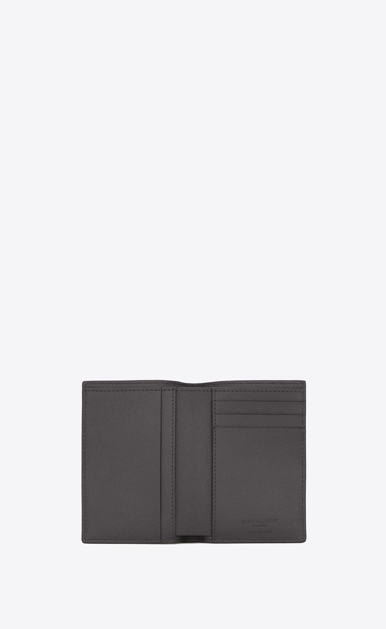 YSL Saint Laurent Credit Card Wallet In Grain De Poudre-embossed Leather Storm | 1045297-MJ