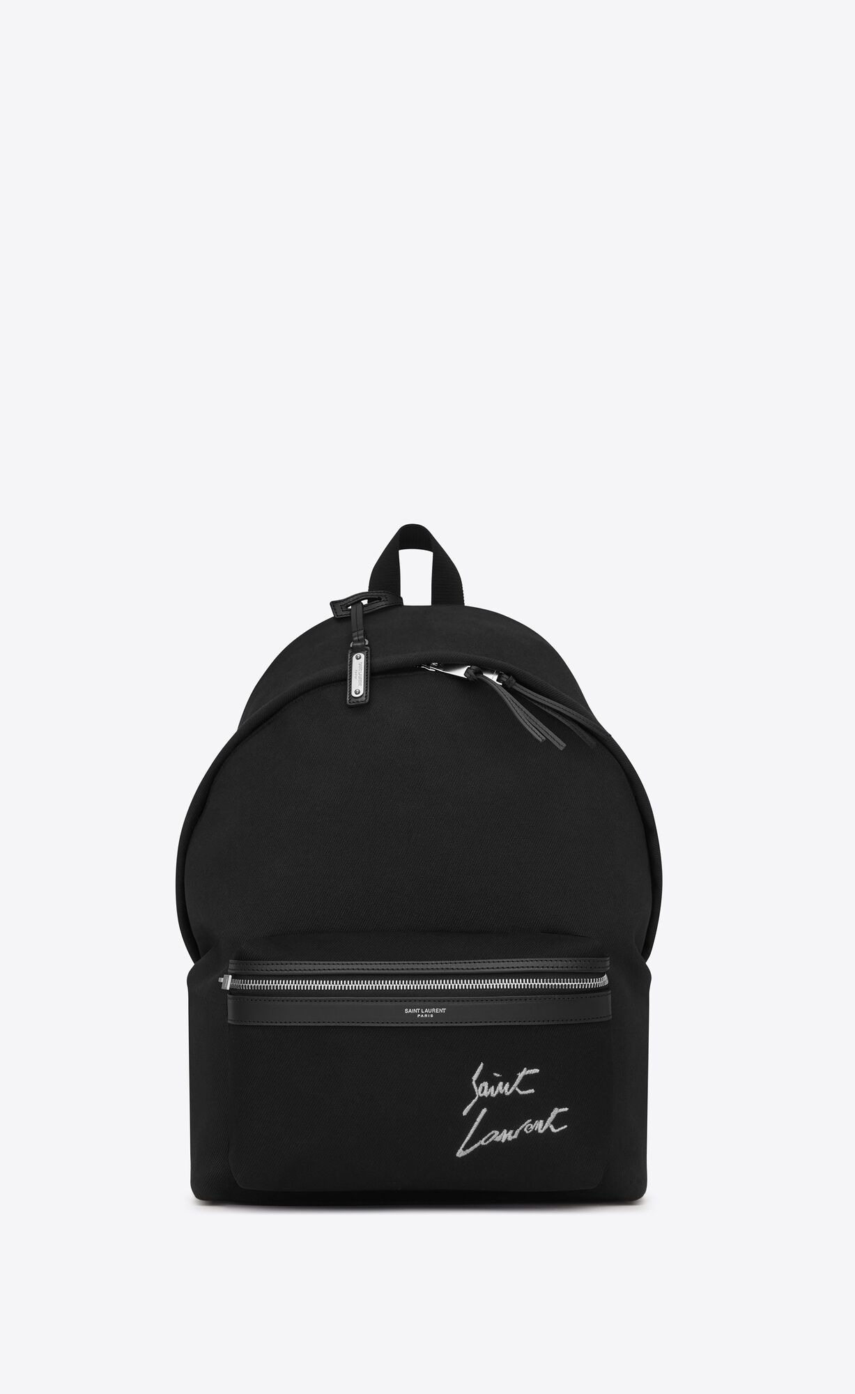 YSL Saint Laurent Embroidered City Backpack In Canvas Black And White | 0328641-IT