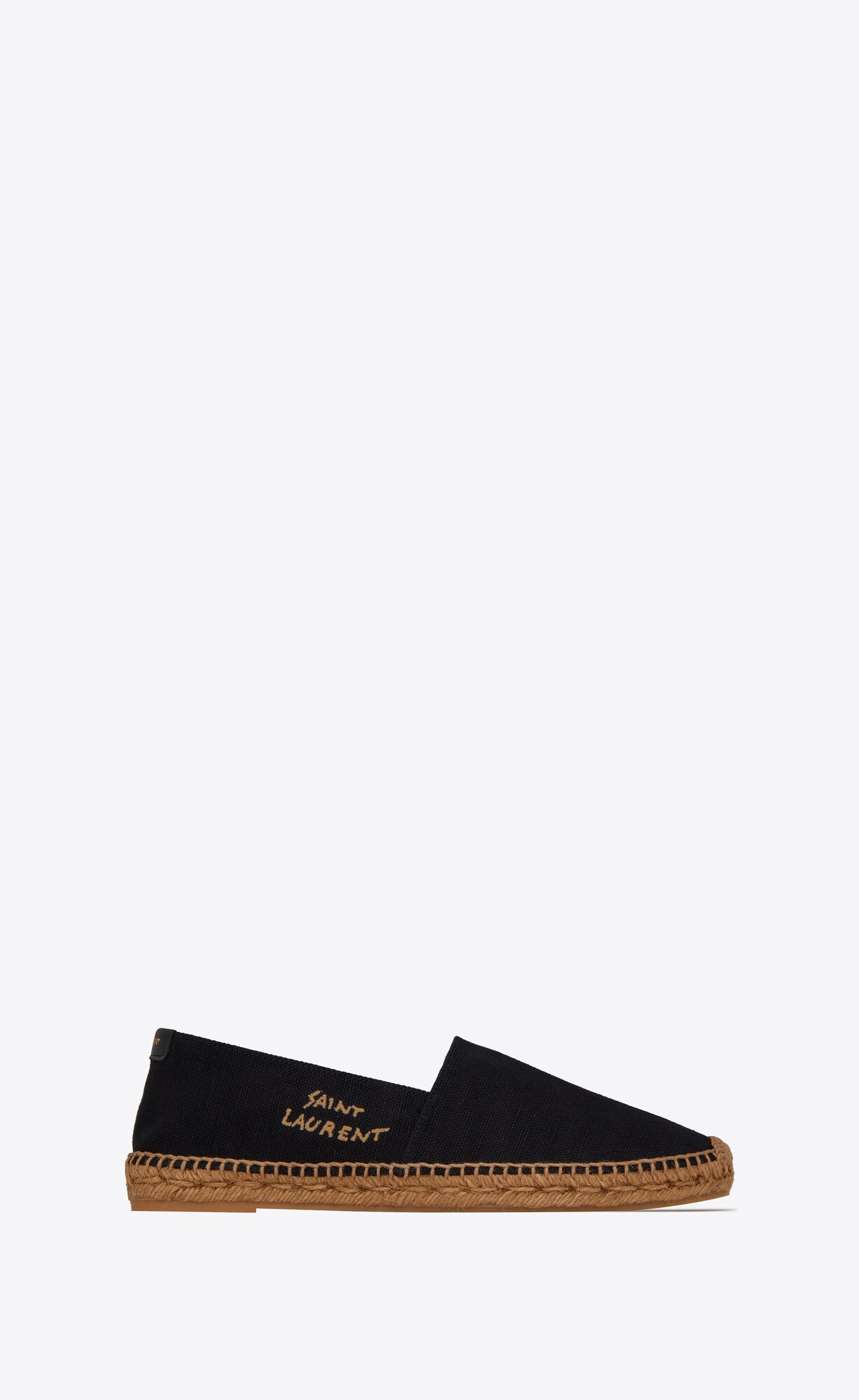YSL Saint Laurent Embroidered Espadrilles In Canvas Black | 9420851-XY