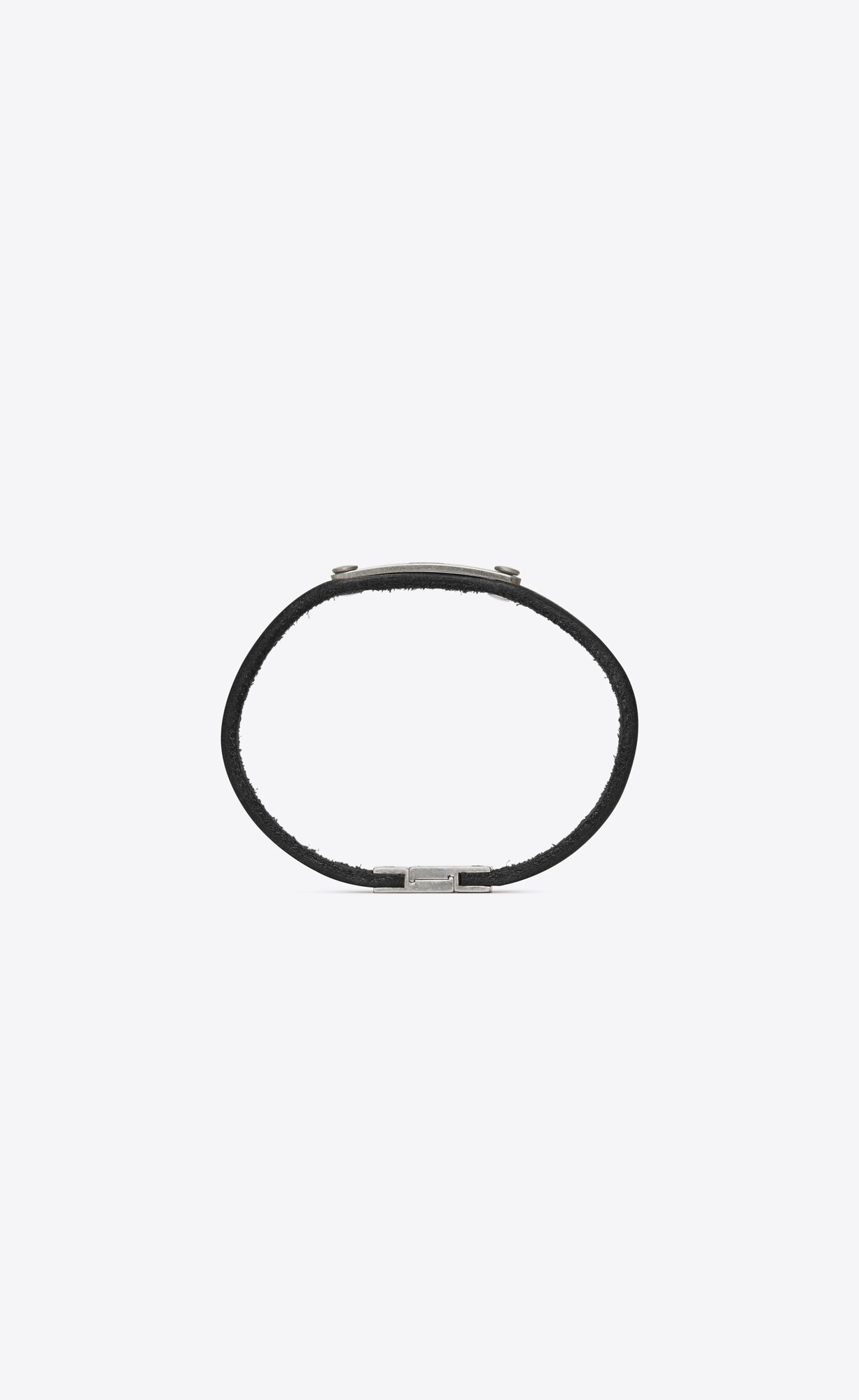 YSL Saint Laurent Id Plaque Bracelet In Leather And Metal Black | 5291073-OR