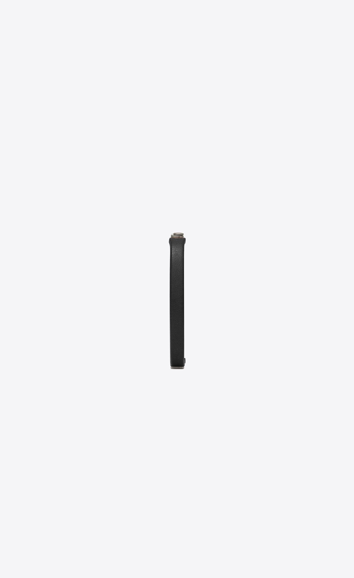 YSL Saint Laurent Id Plaque Bracelet In Leather And Metal Black | 5291073-OR