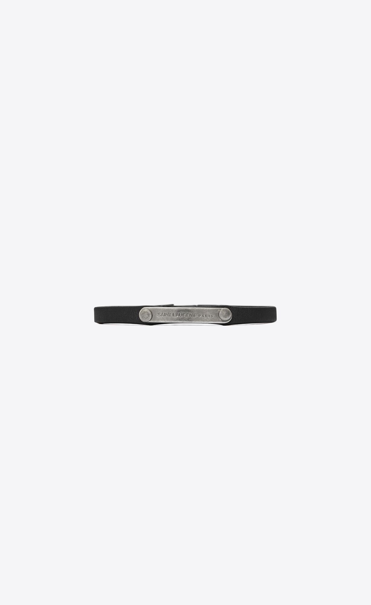 YSL Saint Laurent Id Plaque Bracelet In Leather And Metal Black | 5291073-OR