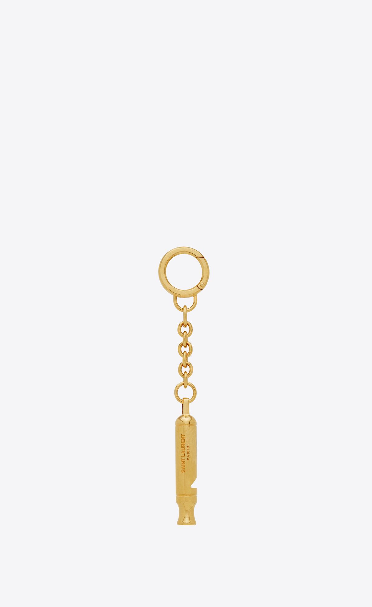 YSL Saint Laurent Metal Whistle Keyring Gold | 0218953-IK