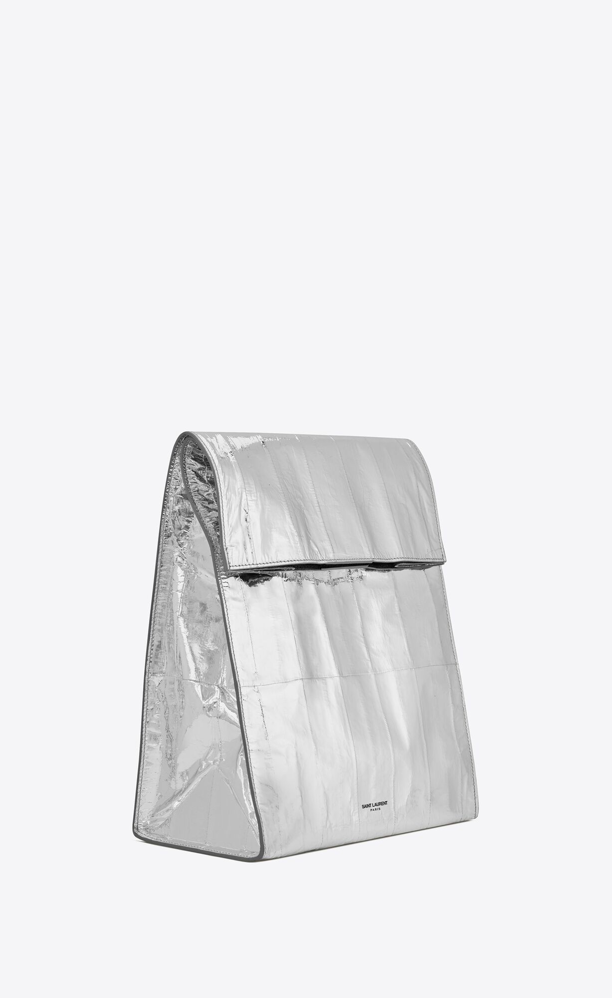 YSL Saint Laurent Paris Deli Paper Bag In Eel Metal Silver | 7219564-PU