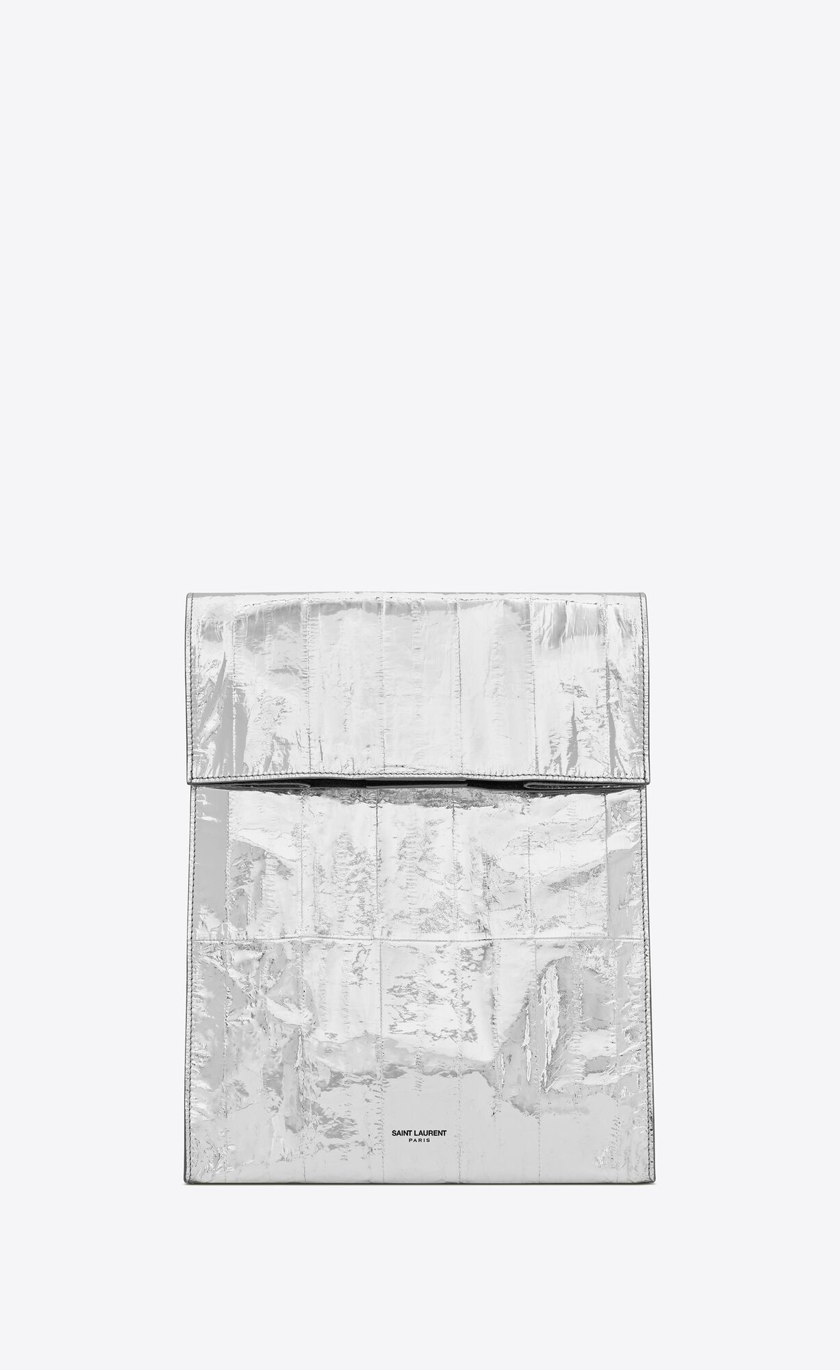 YSL Saint Laurent Paris Deli Paper Bag In Eel Metal Silver | 7219564-PU