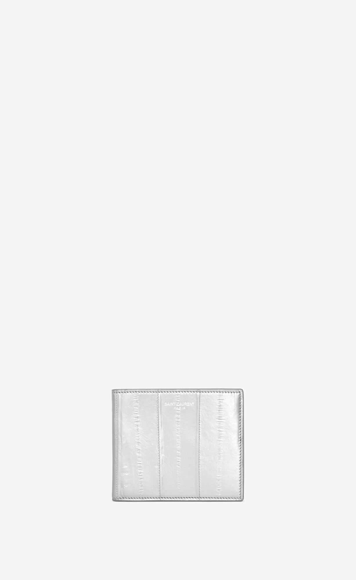 YSL Saint Laurent Paris East/West Wallet In Eel Metal Silver | 4578130-ZG
