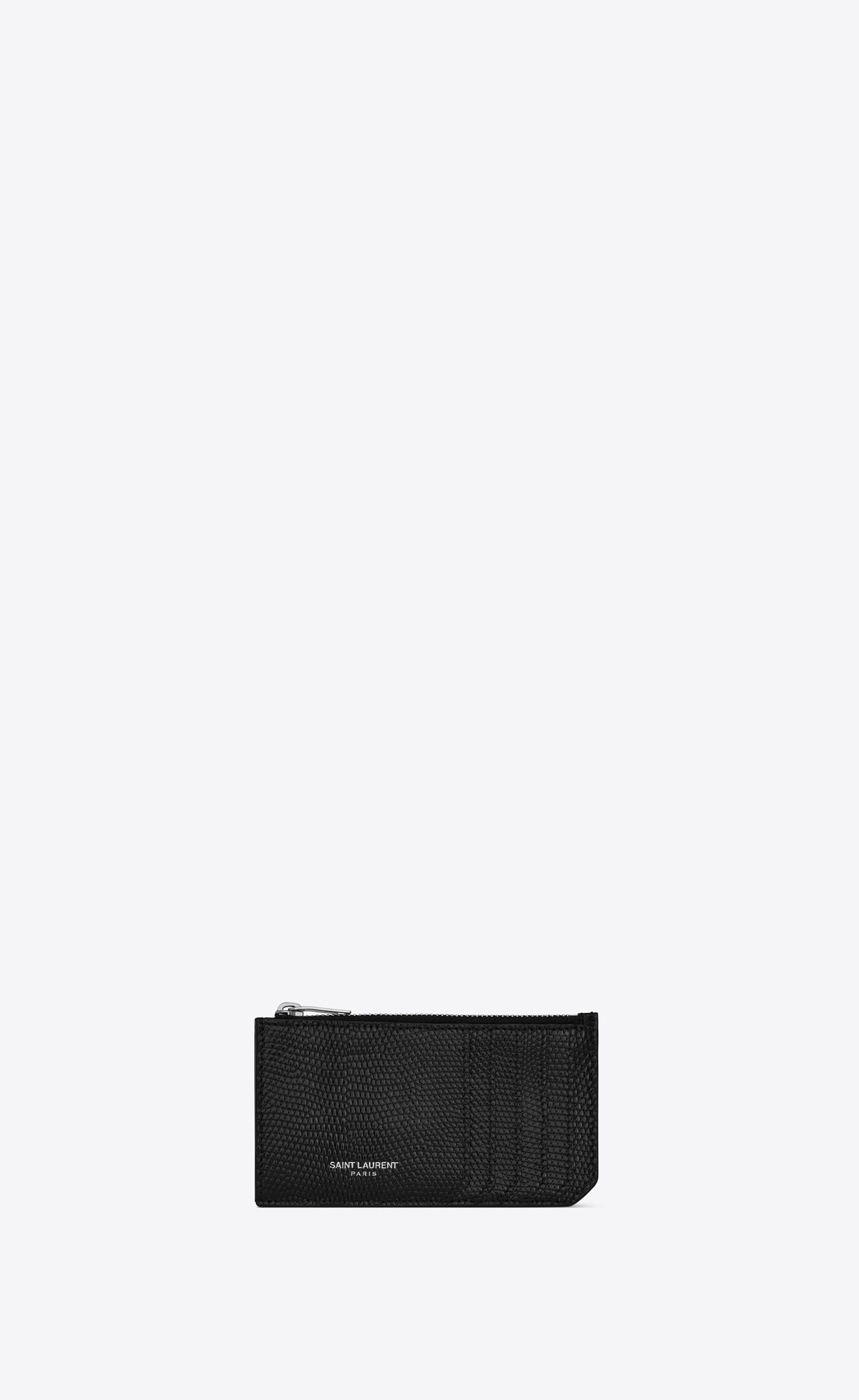 YSL Saint Laurent Paris Fragments Zipped Credit Card Case In Lizard Black | 9534860-PV