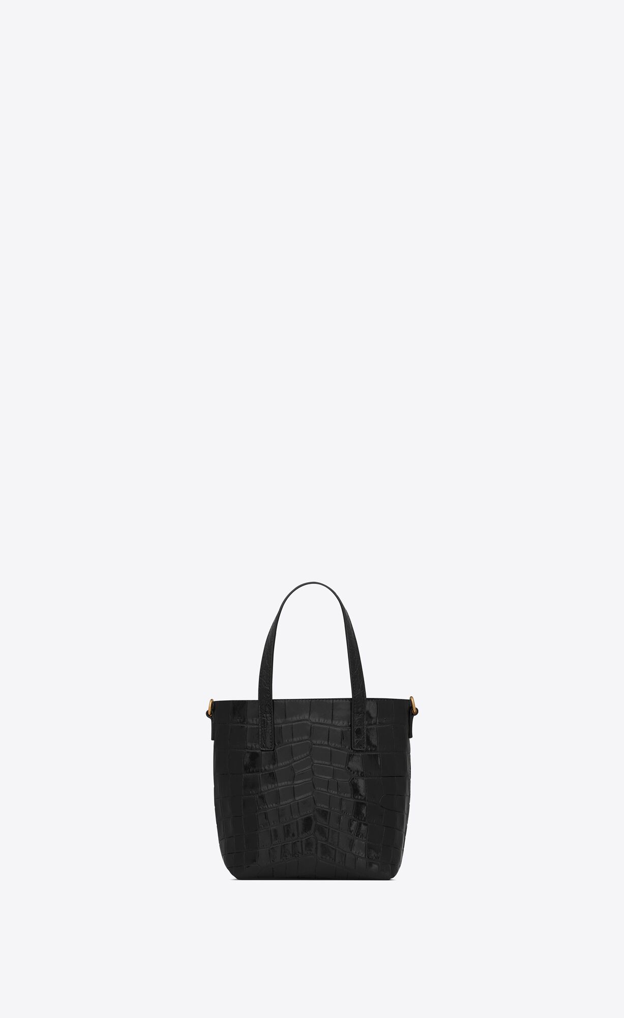 YSL Saint Laurent Paris Mini Toy Shopping In Crocodile-embossed Leather Noir | 8623594-WI