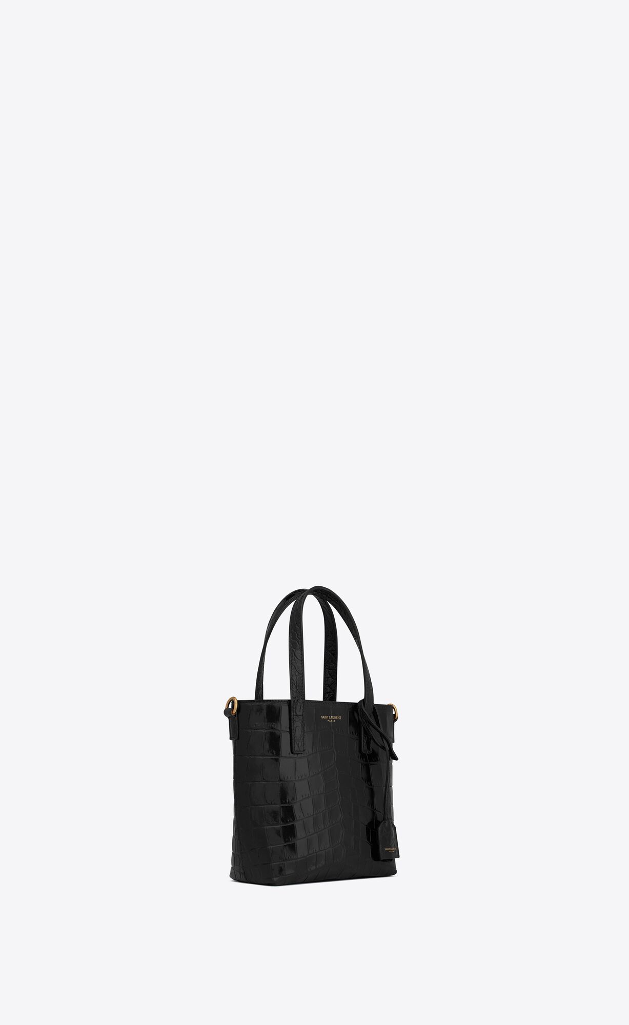 YSL Saint Laurent Paris Mini Toy Shopping In Crocodile-embossed Leather Noir | 8623594-WI