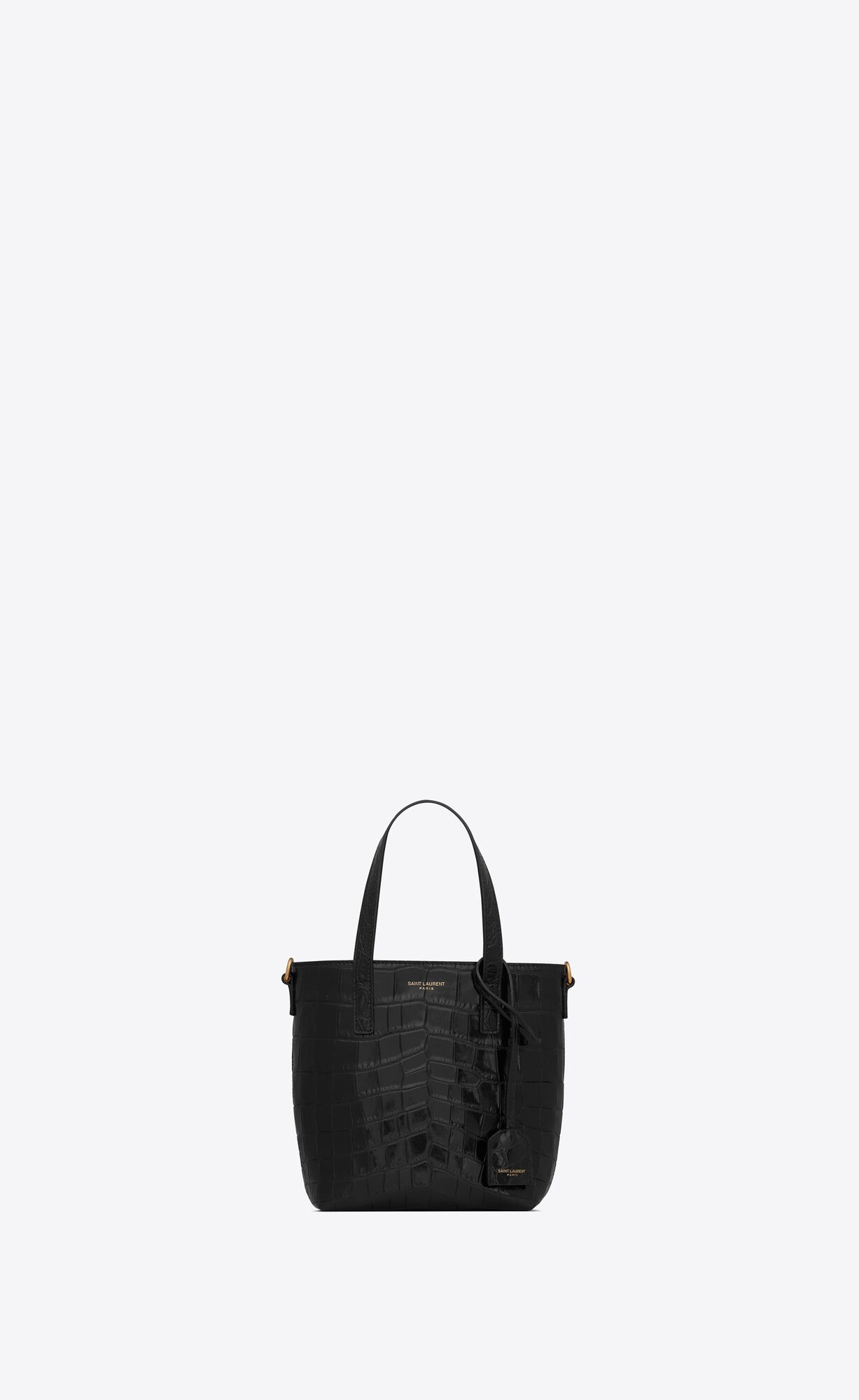 YSL Saint Laurent Paris Mini Toy Shopping In Crocodile-embossed Leather Noir | 8623594-WI