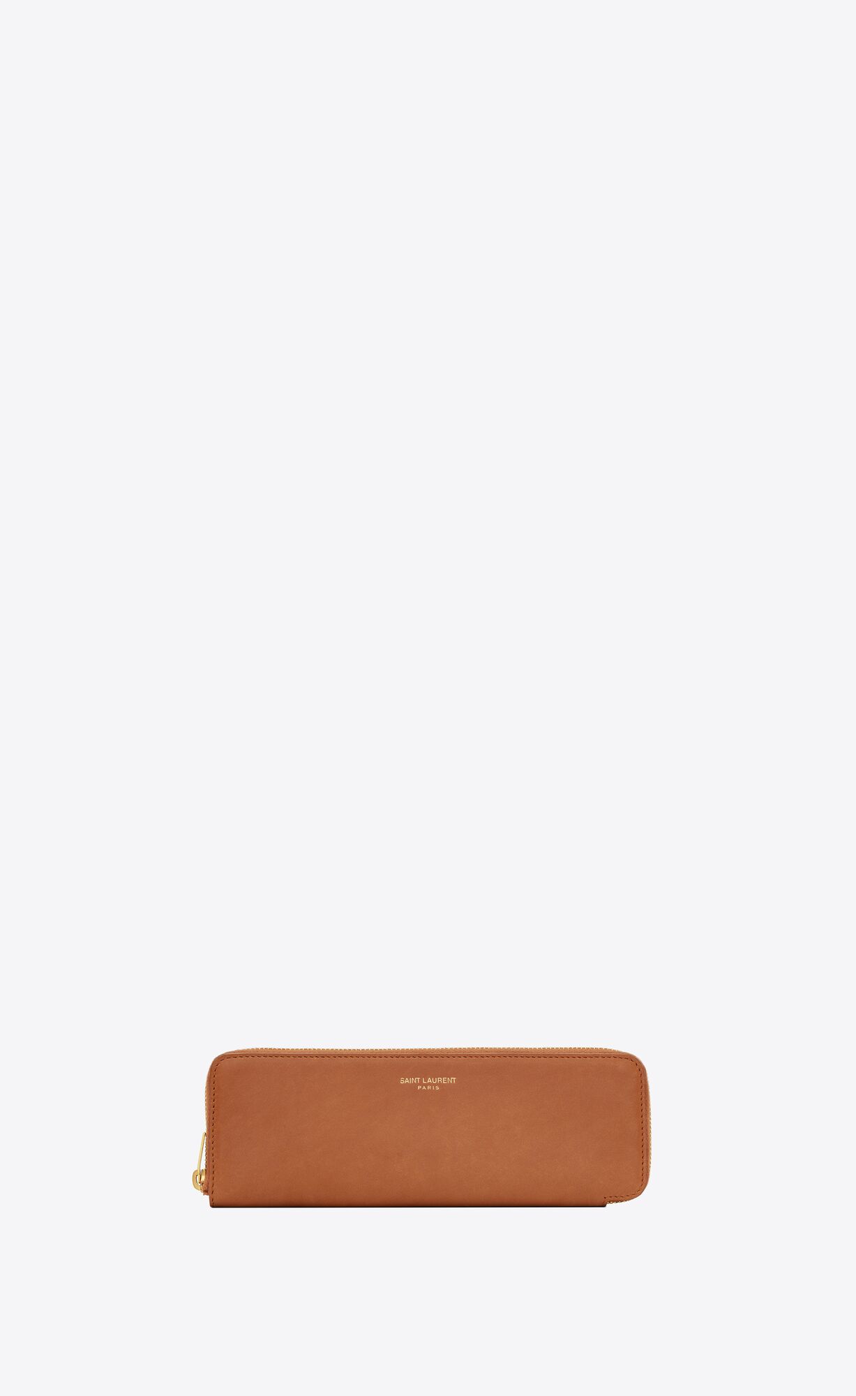 YSL Saint Laurent Paris Pencil Case In Vegetable-tanned Leather Brick | 9427136-SK