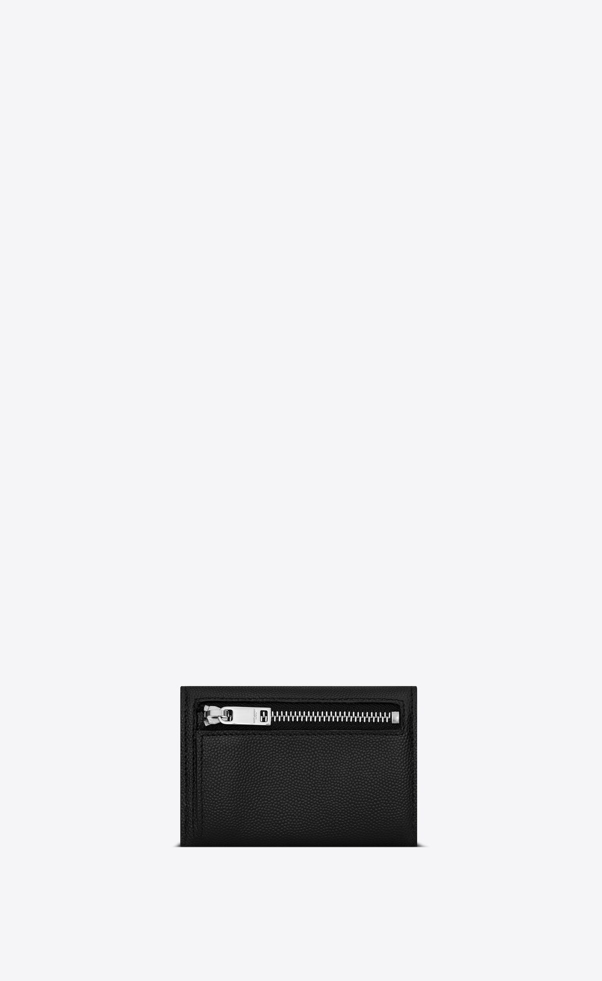 YSL Saint Laurent Paris Slim Key Case In Grain De Poudre Embossed Leather Black | 7138049-ER