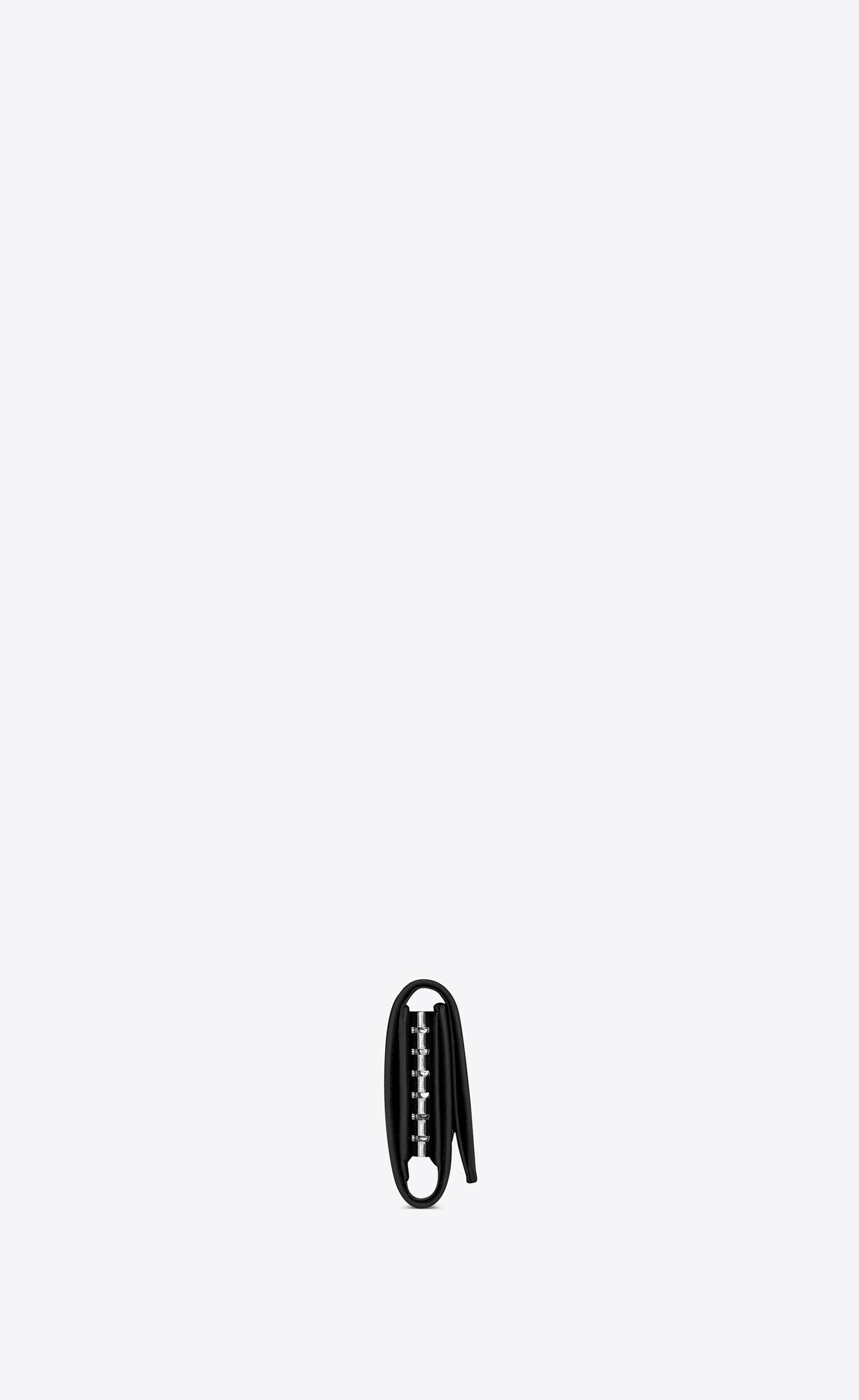 YSL Saint Laurent Paris Slim Key Case In Grain De Poudre Embossed Leather Black | 7138049-ER