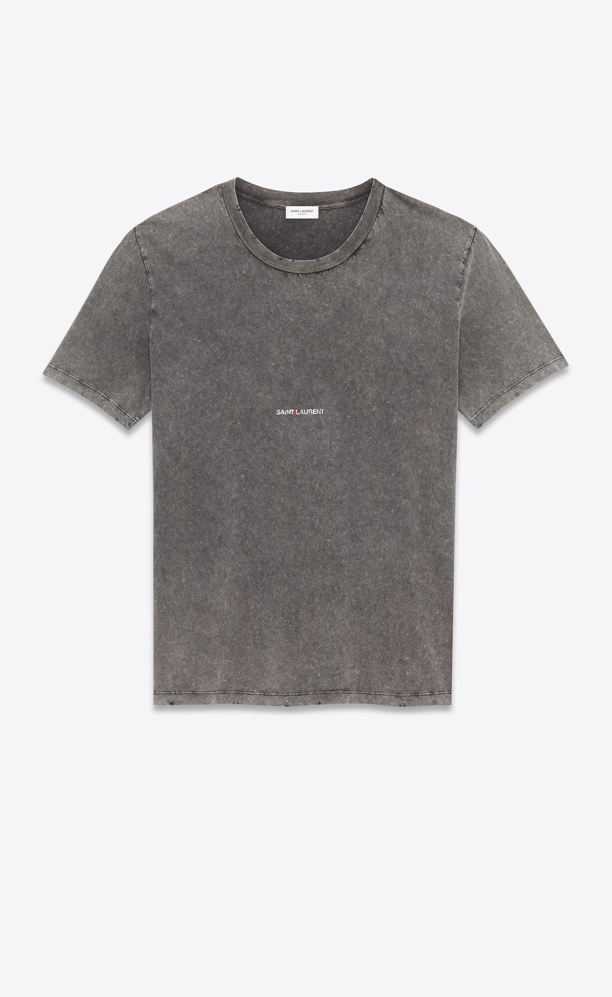 YSL Saint Laurent Rive Gauche Destroyed T-shirt Washed Black | 0635821-AX