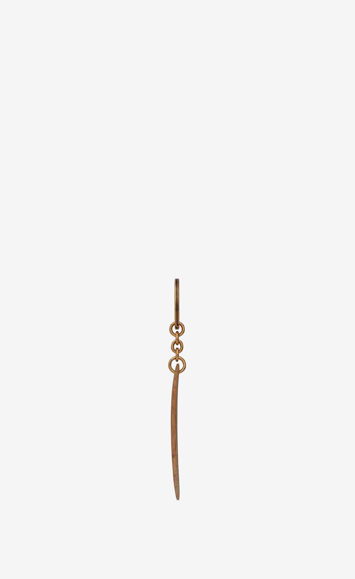 YSL Saint Laurent Surf Keyring In Wood Natural And Green | 7846509-WY