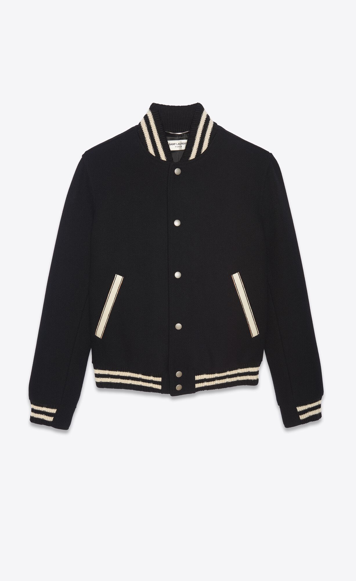 YSL Saint Laurent Teddy Jacket In Wool Black | 6379215-LQ