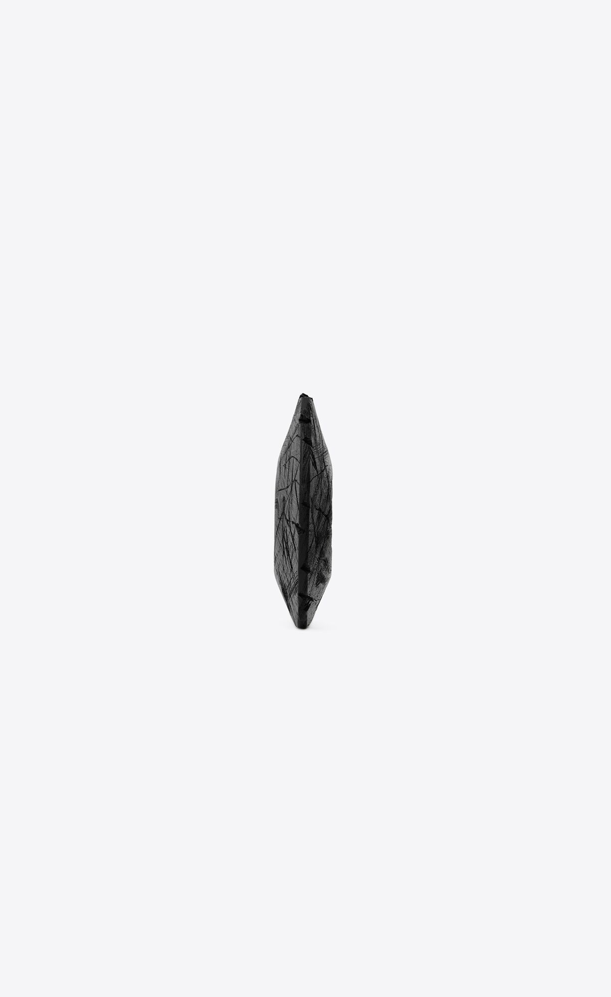 YSL Scratch Bat Cuff Bracelet In Wood Oxidized Silver And Black | 4321905-UT