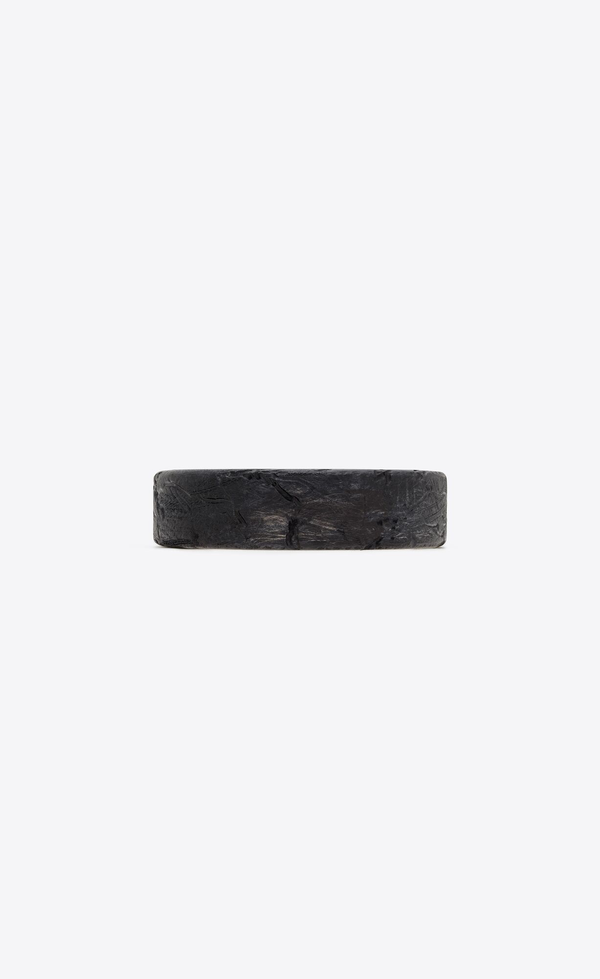 YSL Scratch Saturn Bangle In Wood Oxidized Silver And Black | 5107694-UQ