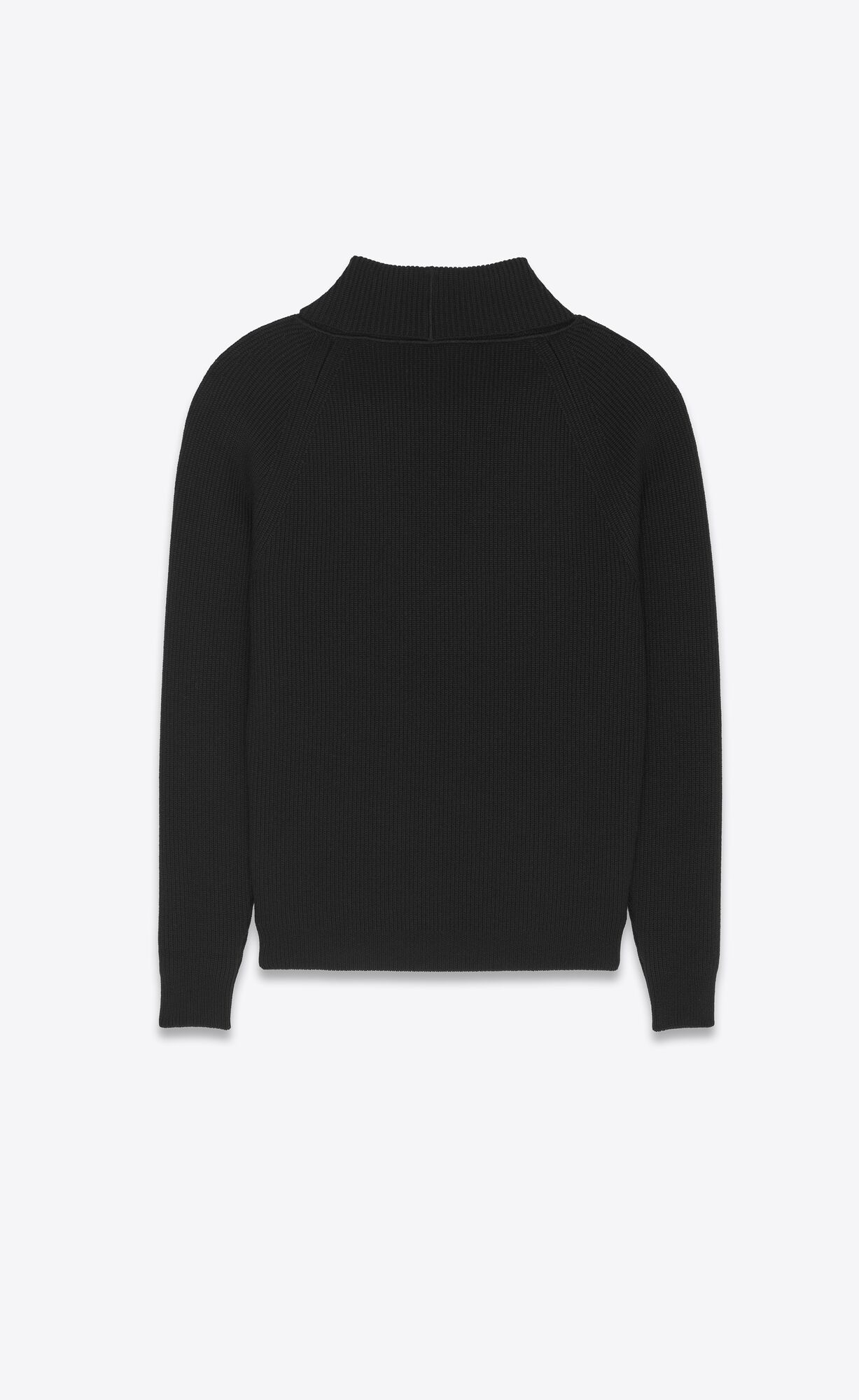 YSL Shawl-neck Sweater In Rib-knit Wool Noir | 6127895-EQ