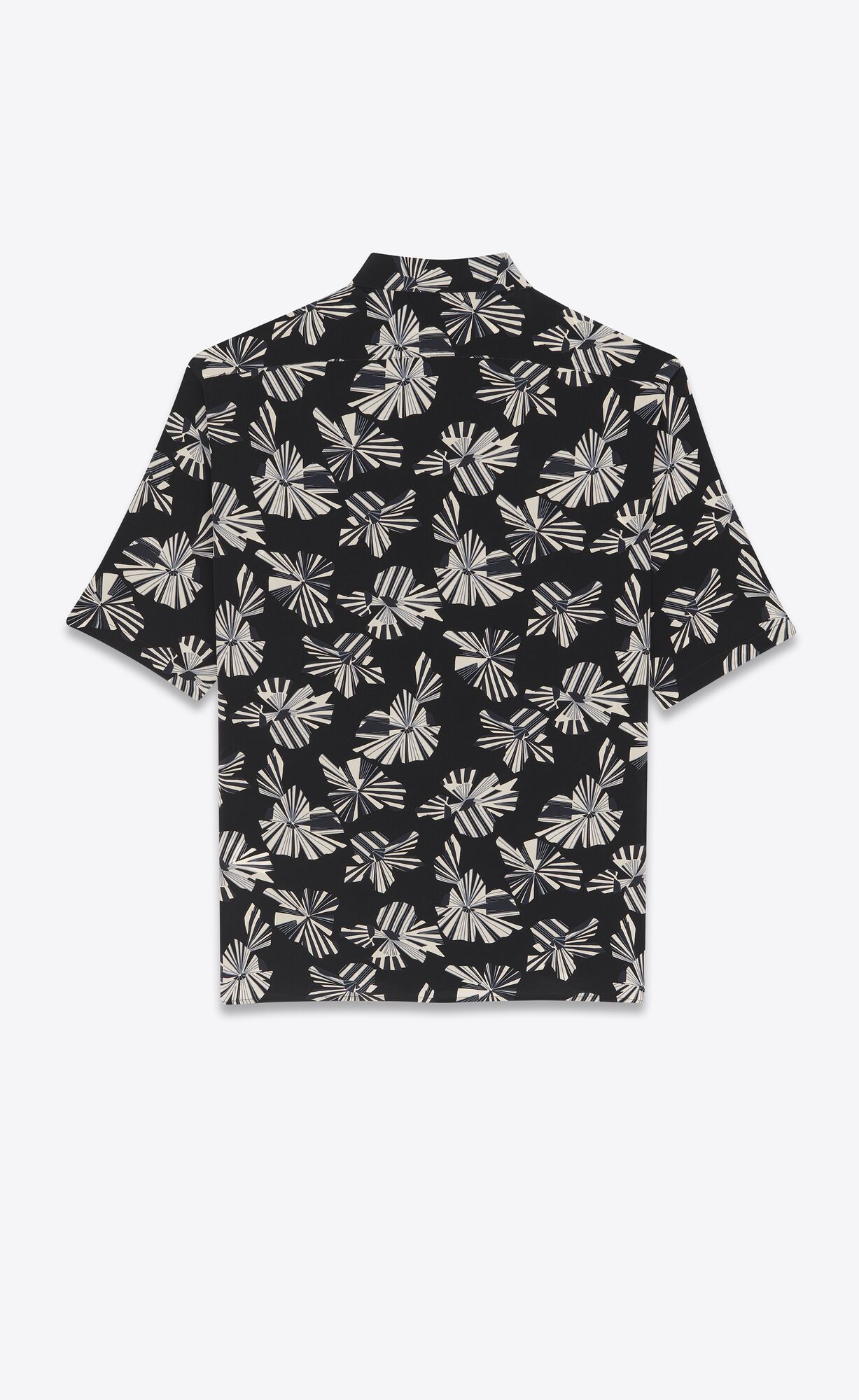 YSL Shirt In Origami Print Silk Noir Craie Gris | 5934710-WB