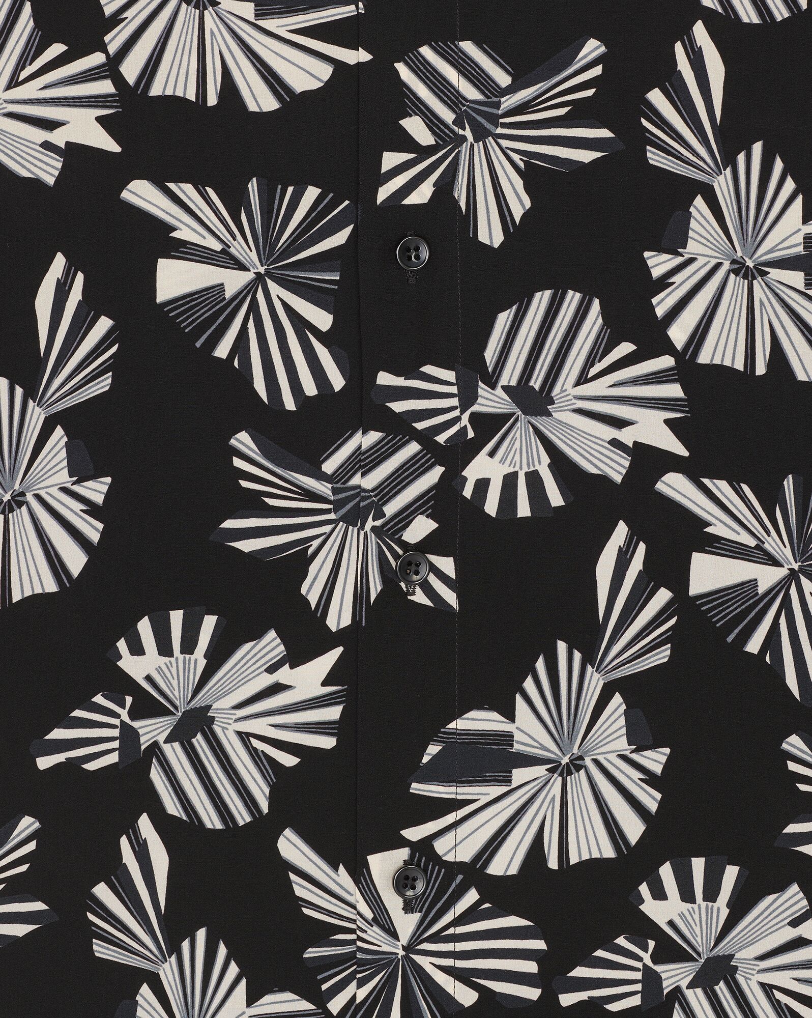 YSL Shirt In Origami Print Silk Noir Craie Gris | 5934710-WB