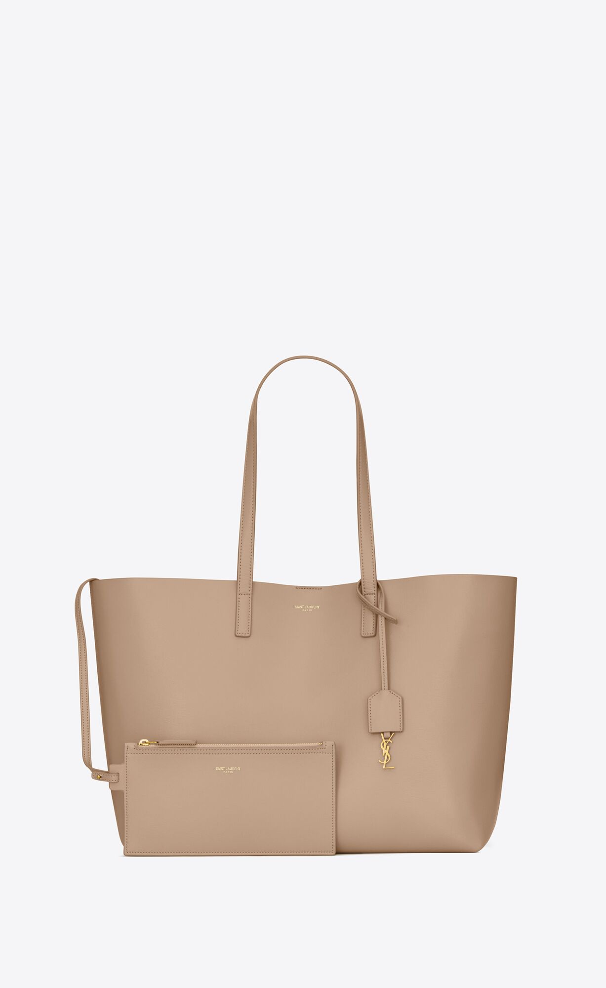 YSL Shopping Saint Laurent E/W In Supple Leather Dark Beige | 8654902-LR